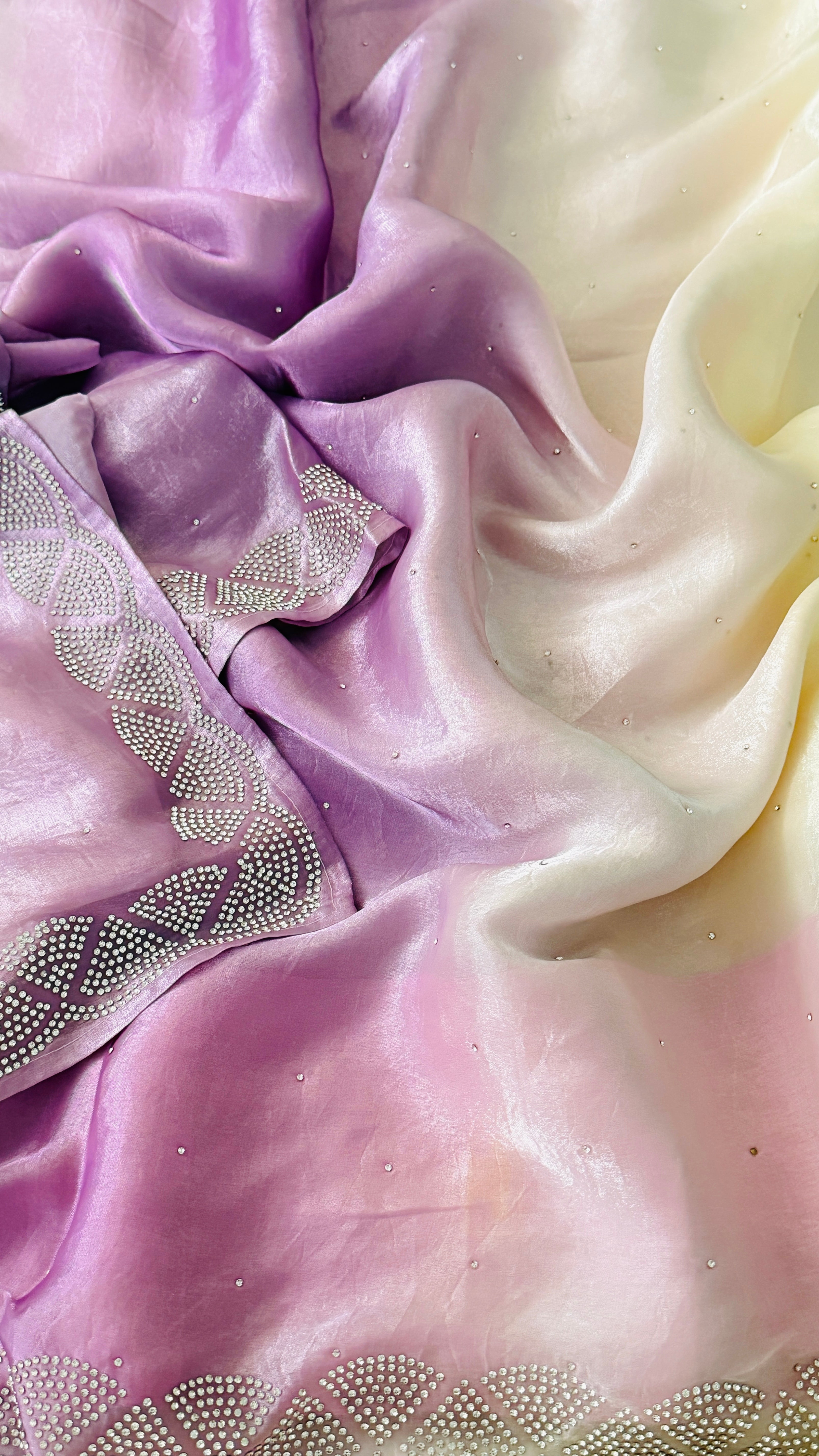 Lavender Ombre Crepe Shimmer Saree