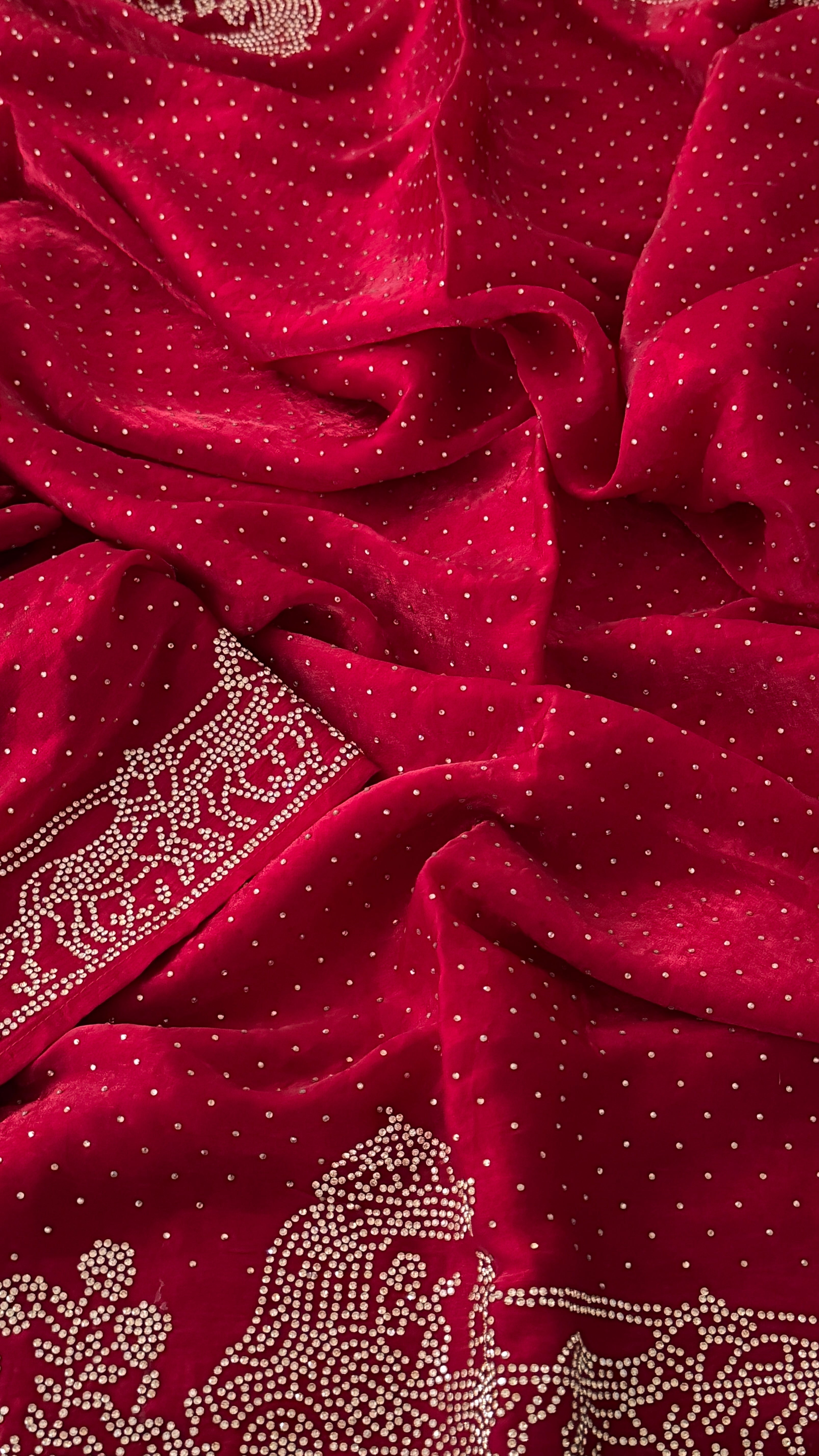 Scarlet Shimmer Swarovski Saree