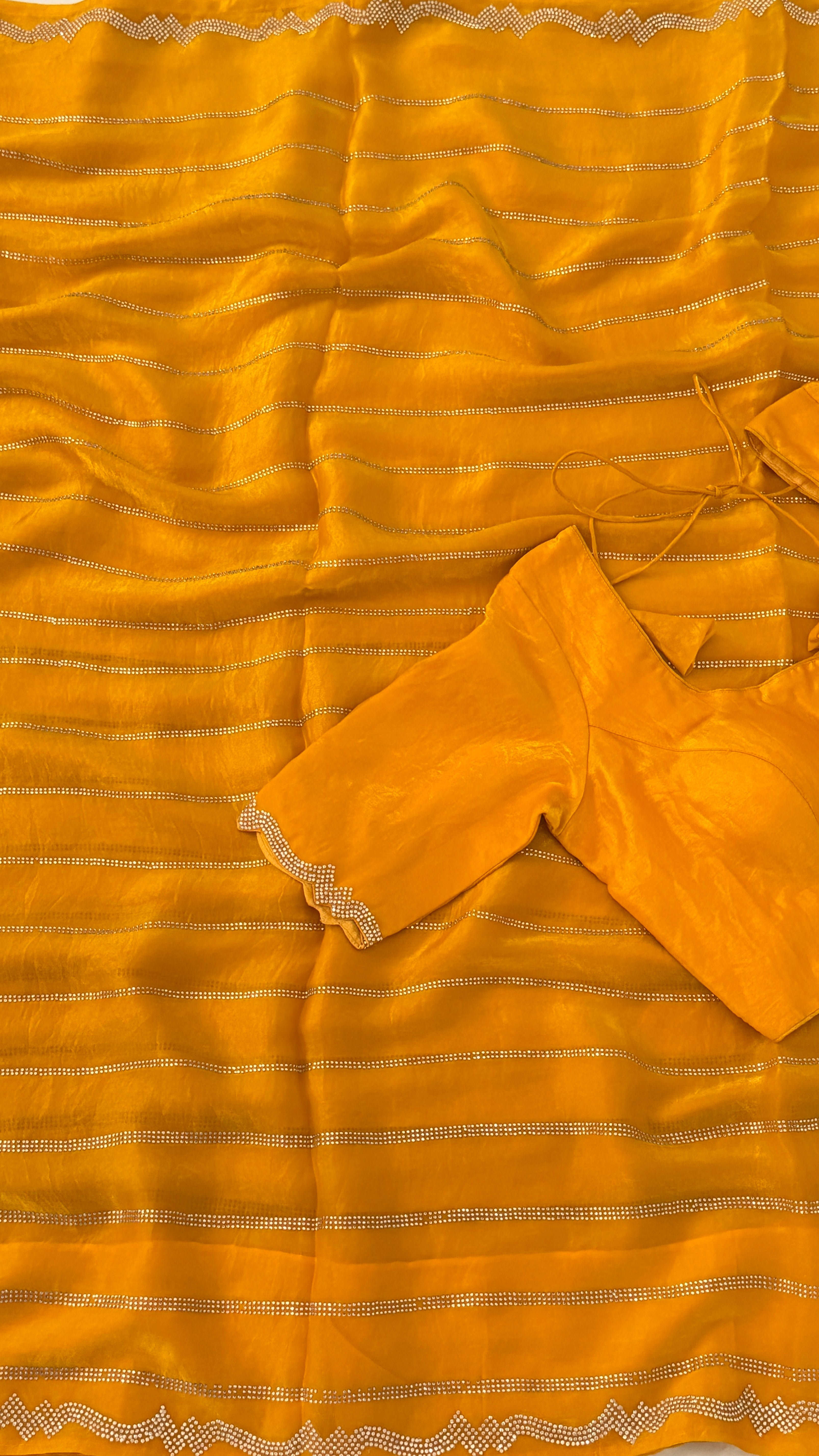 Mustard Crepe Shimmer Saree