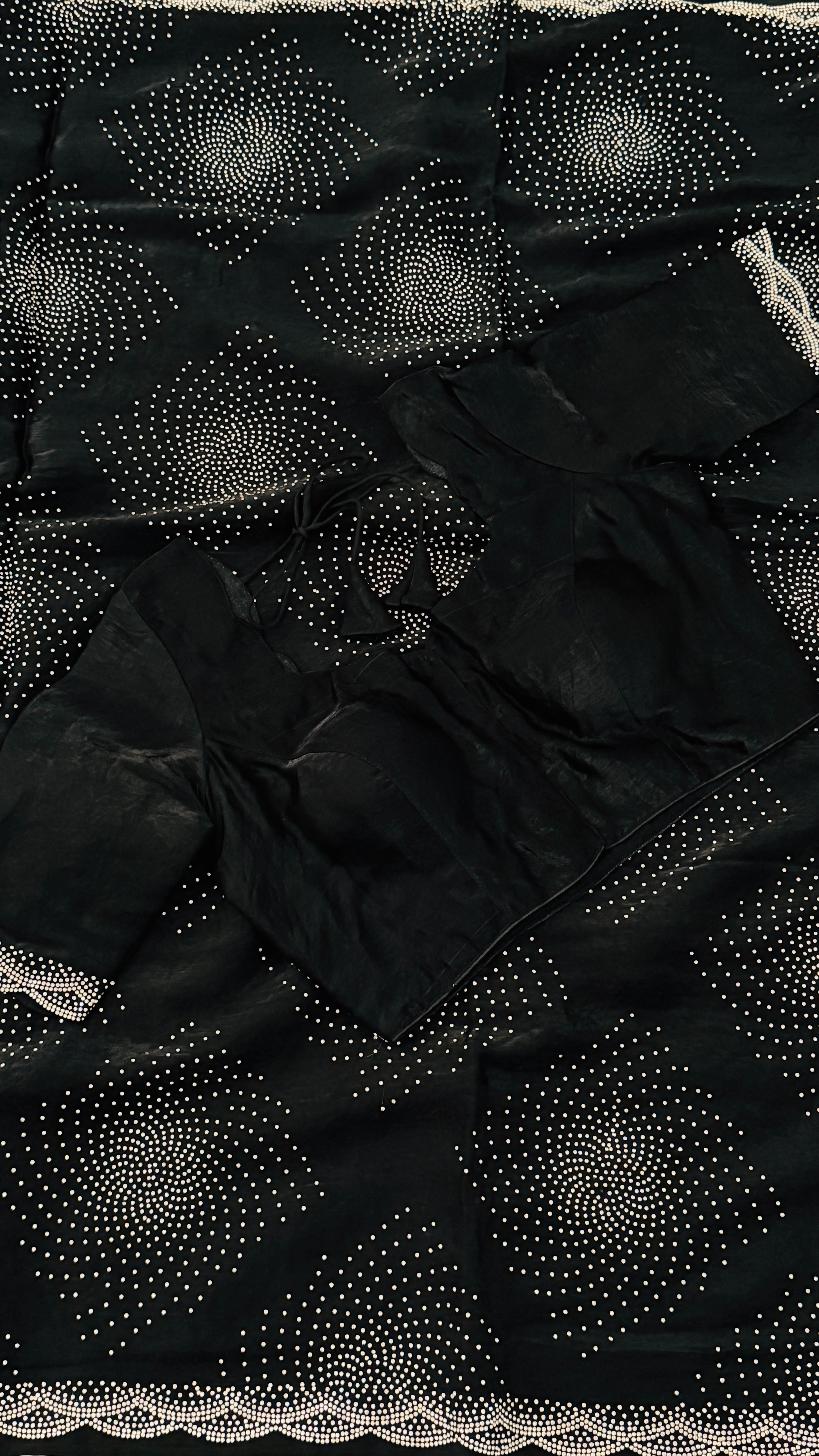 Black Swarovski Shimmer Saree