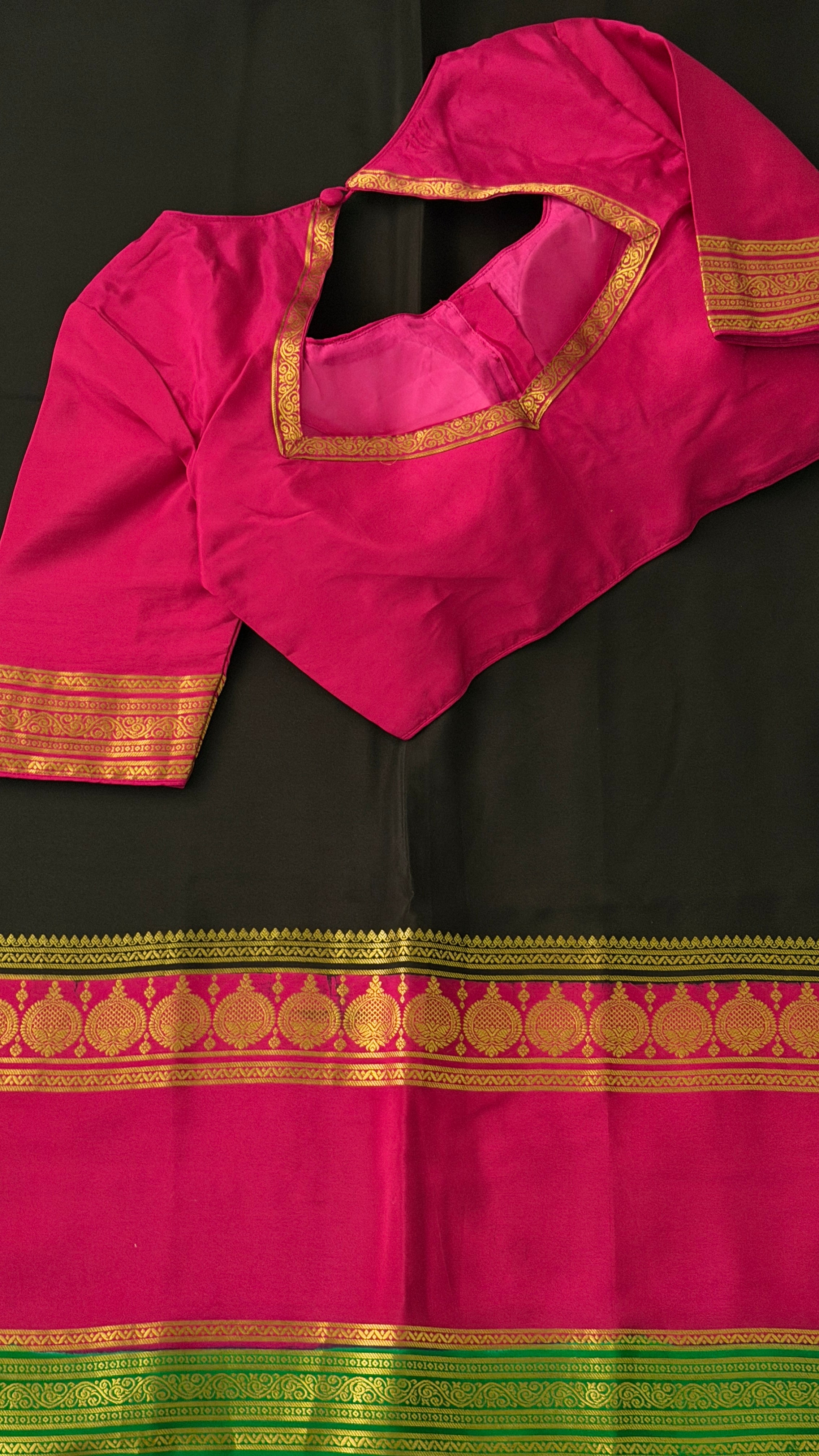 Black & Pink Mysore Silk Saree