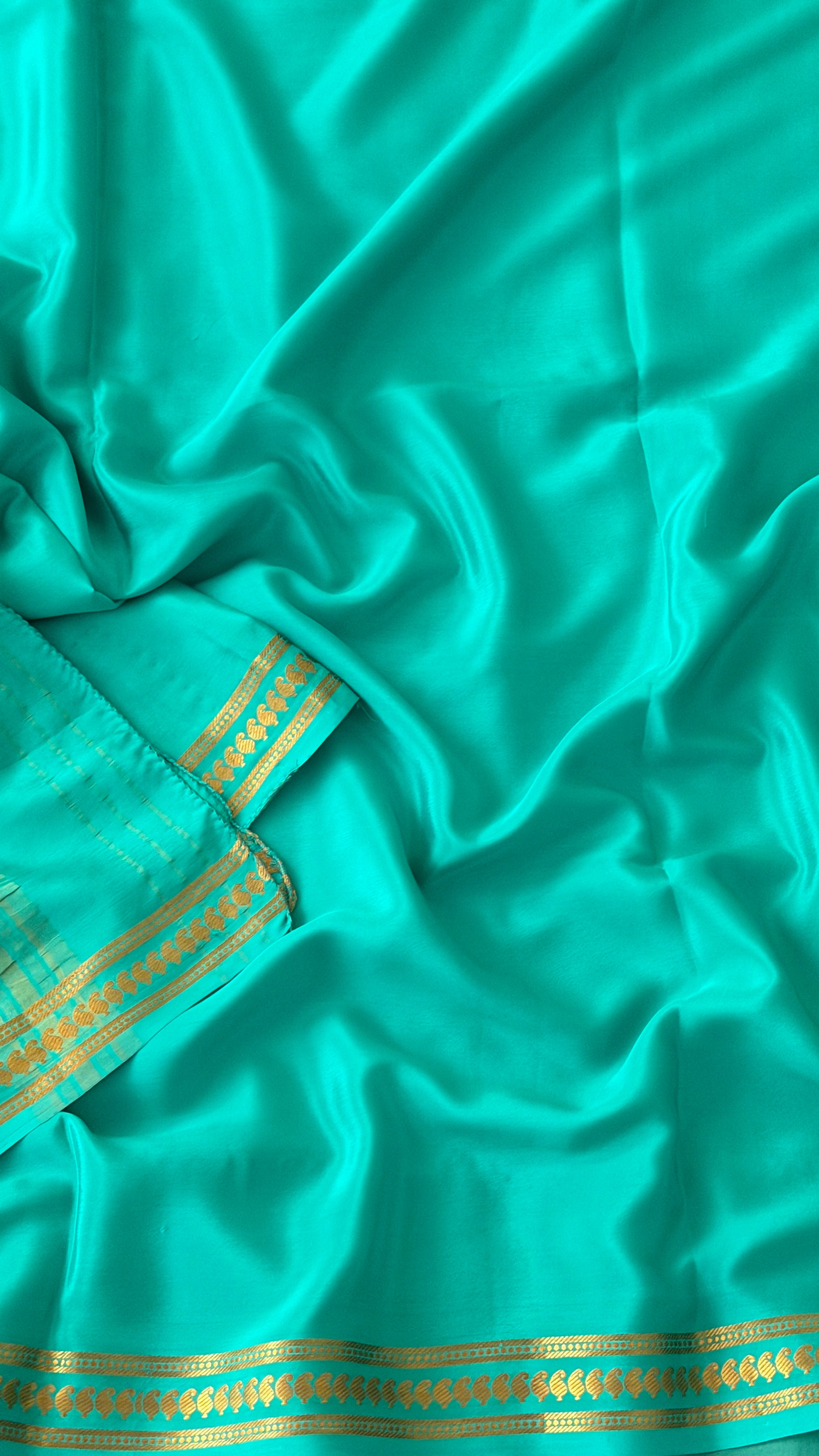 Sea Green Mysore Silk Saree