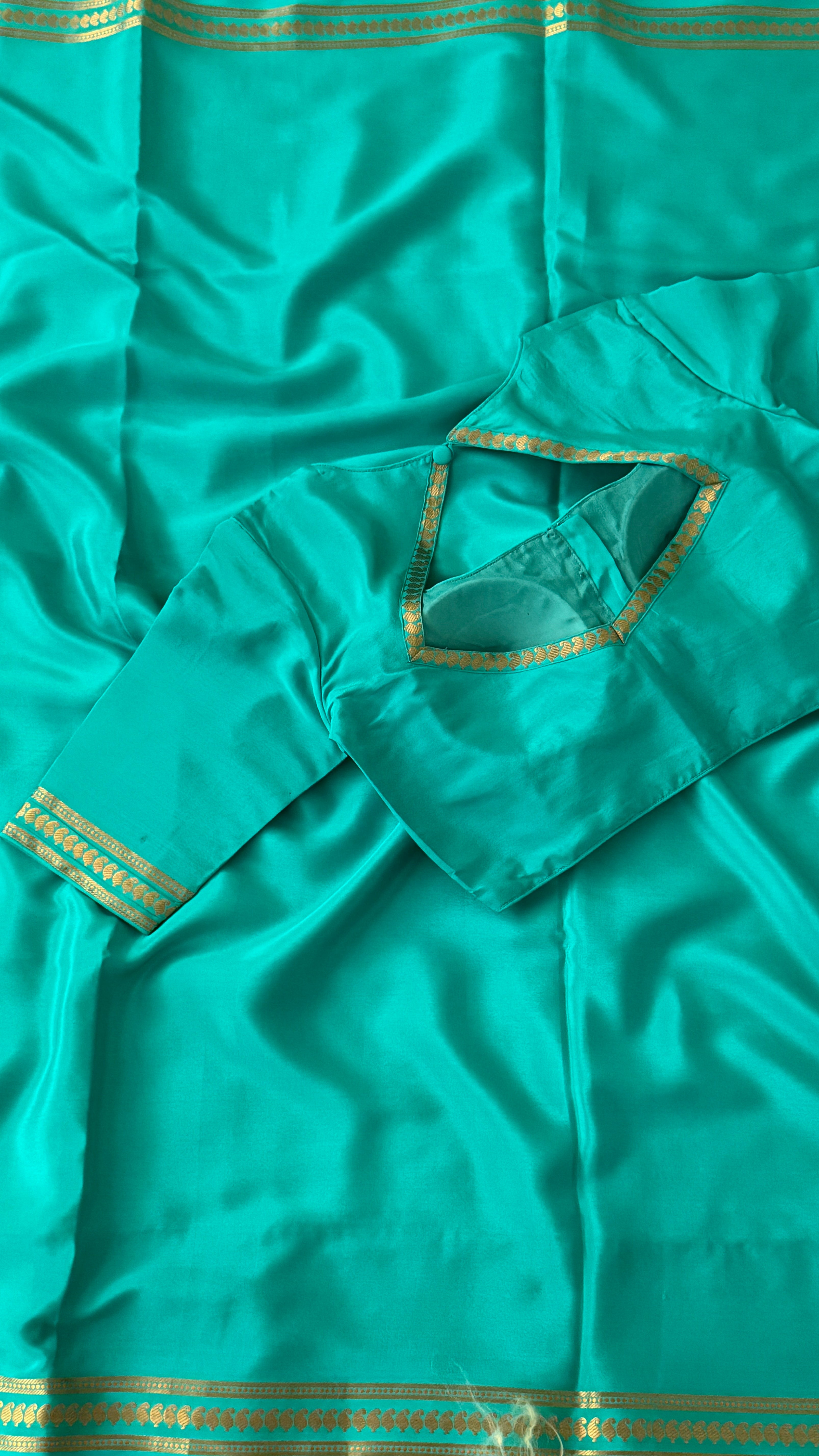 Sea Green Mysore Silk Saree