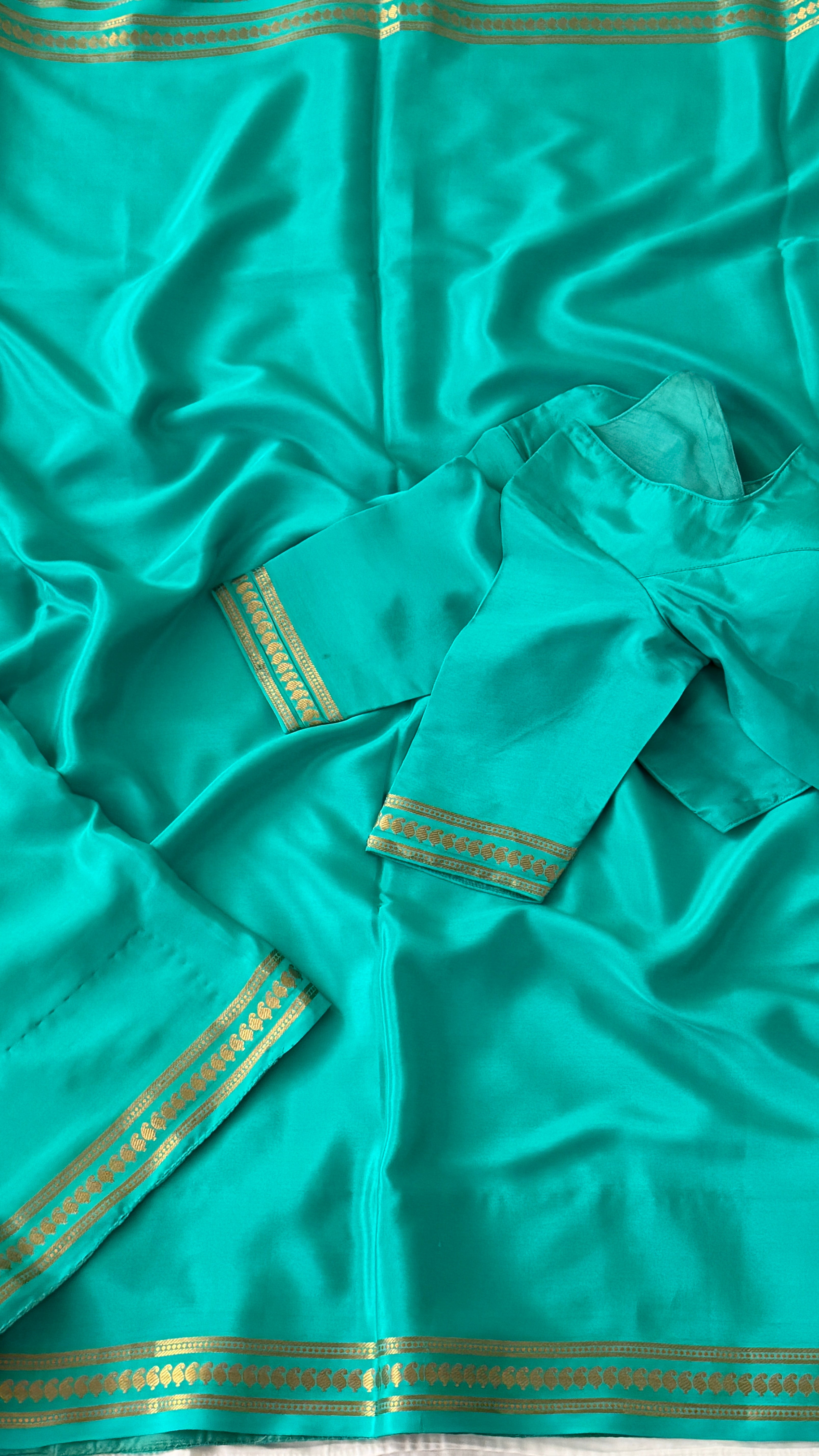 Sea Green Mysore Silk Saree