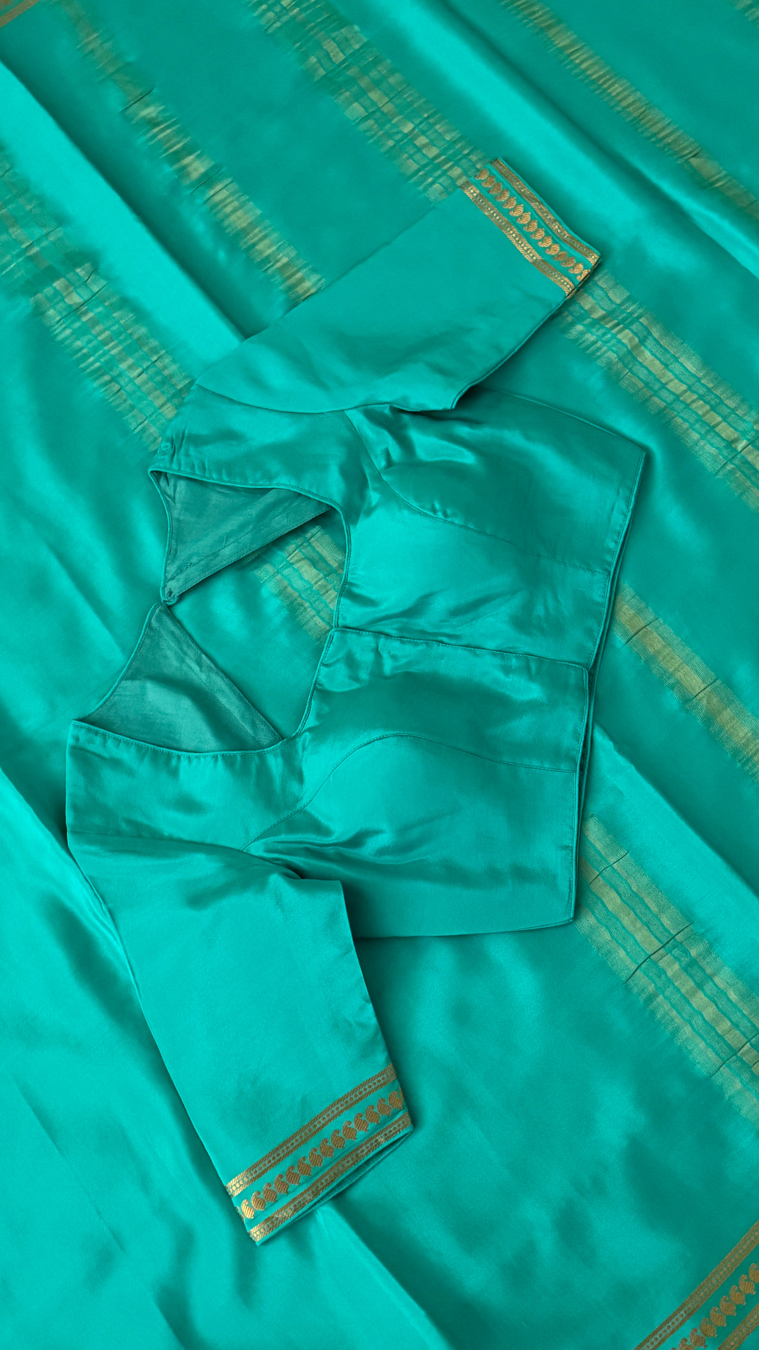 Sea Green Mysore Silk Saree