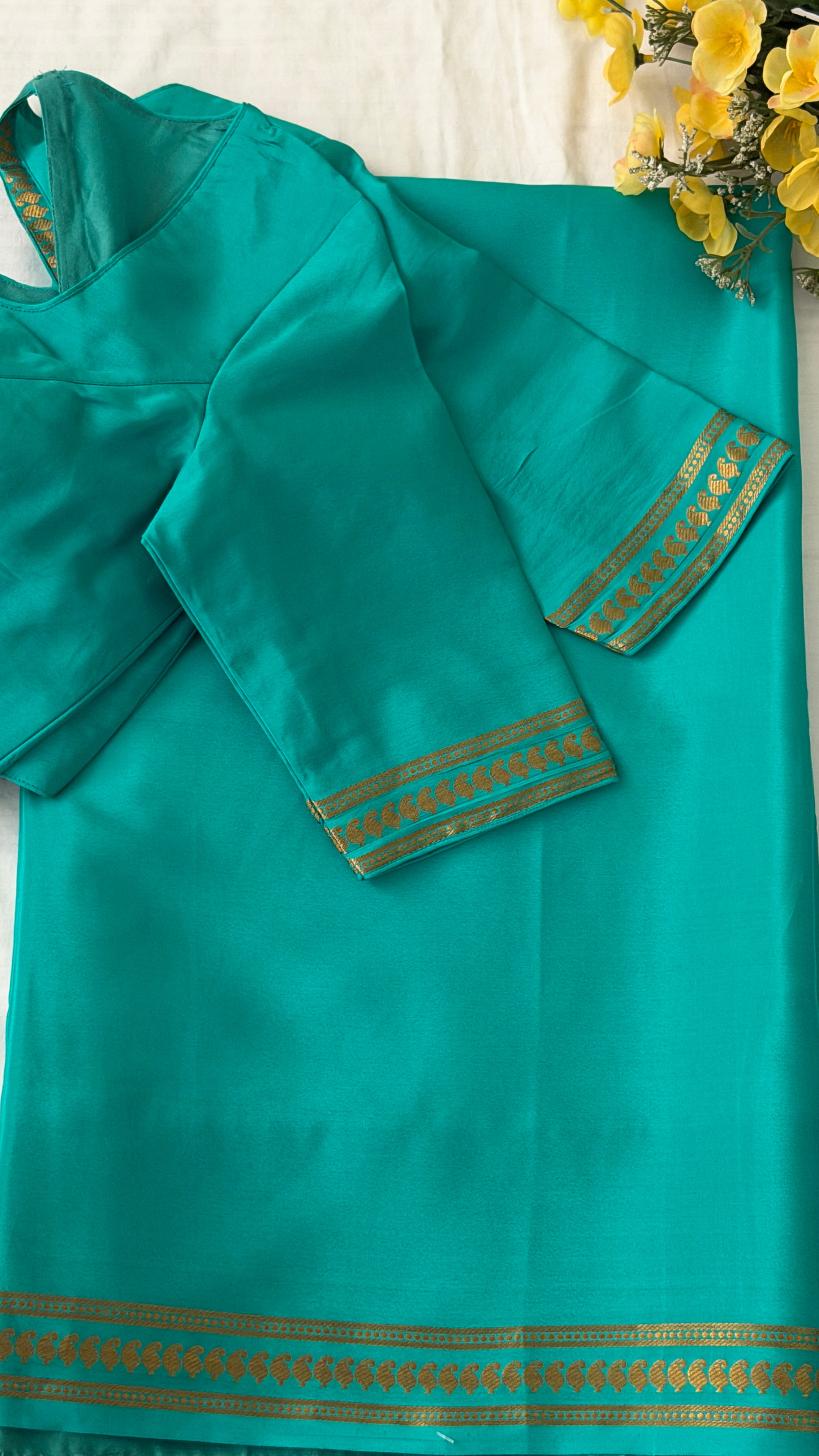 Sea Green Mysore Silk Saree