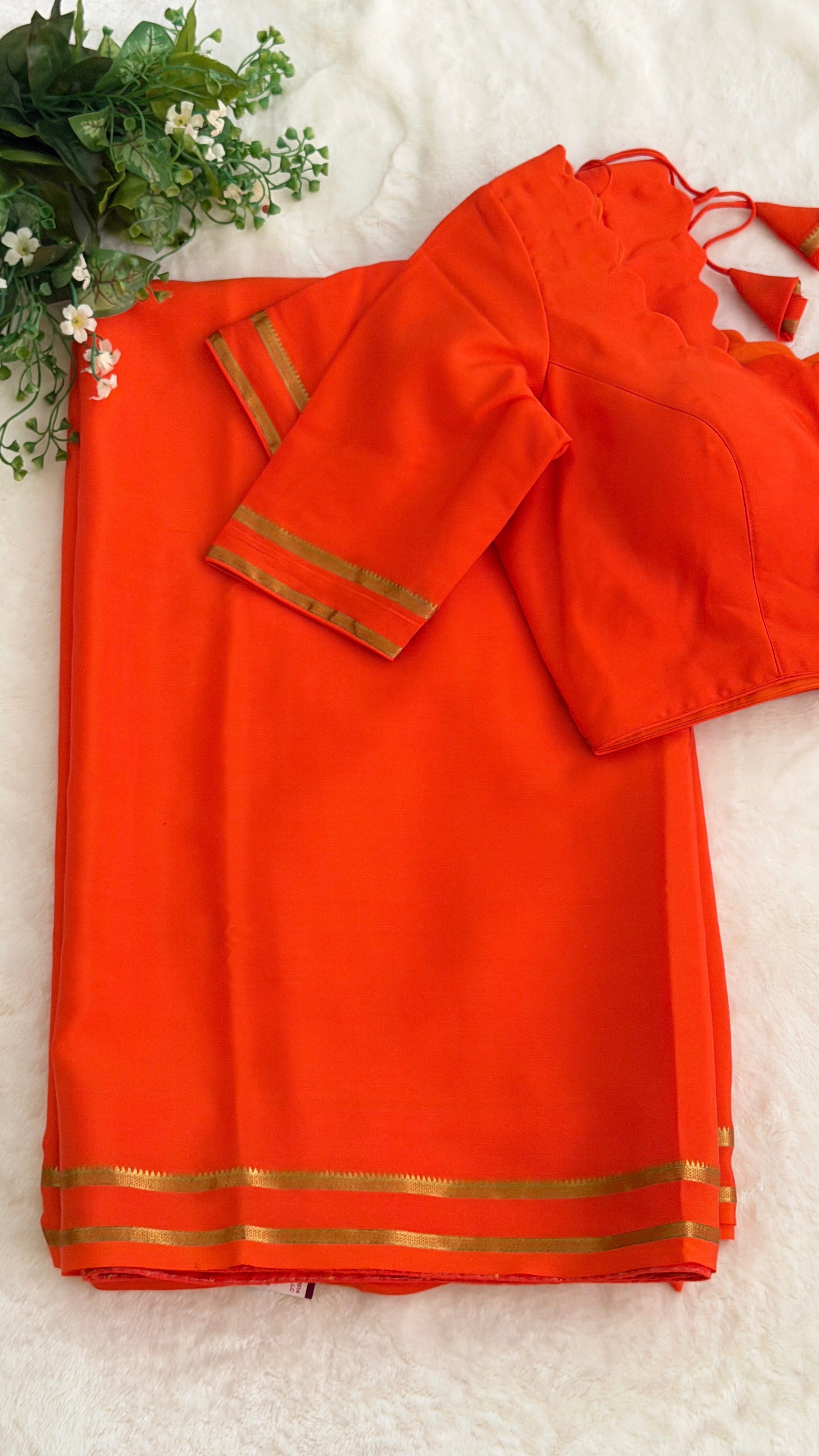 Orange Mysore Silk Saree