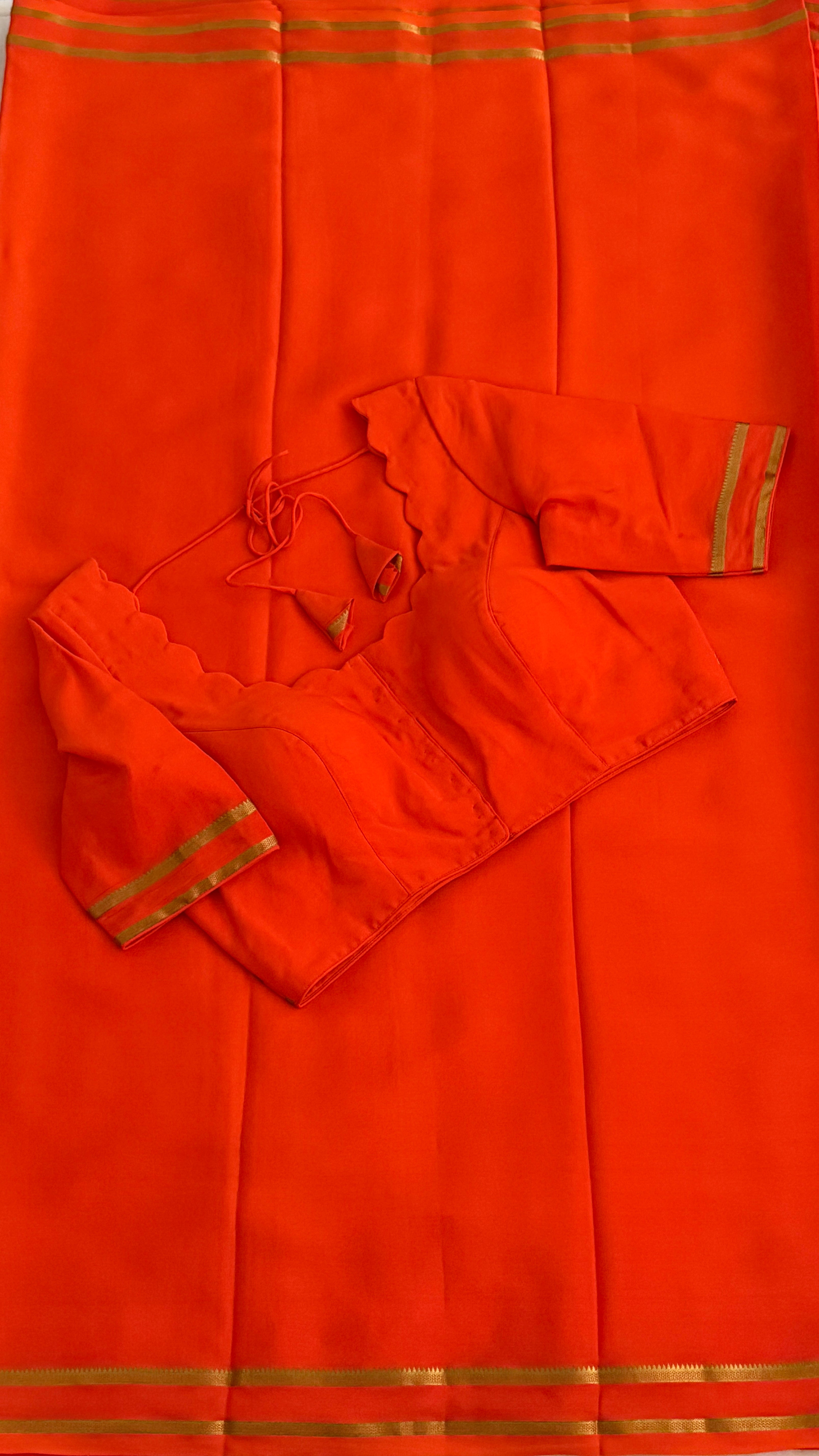 Orange Mysore Silk Saree