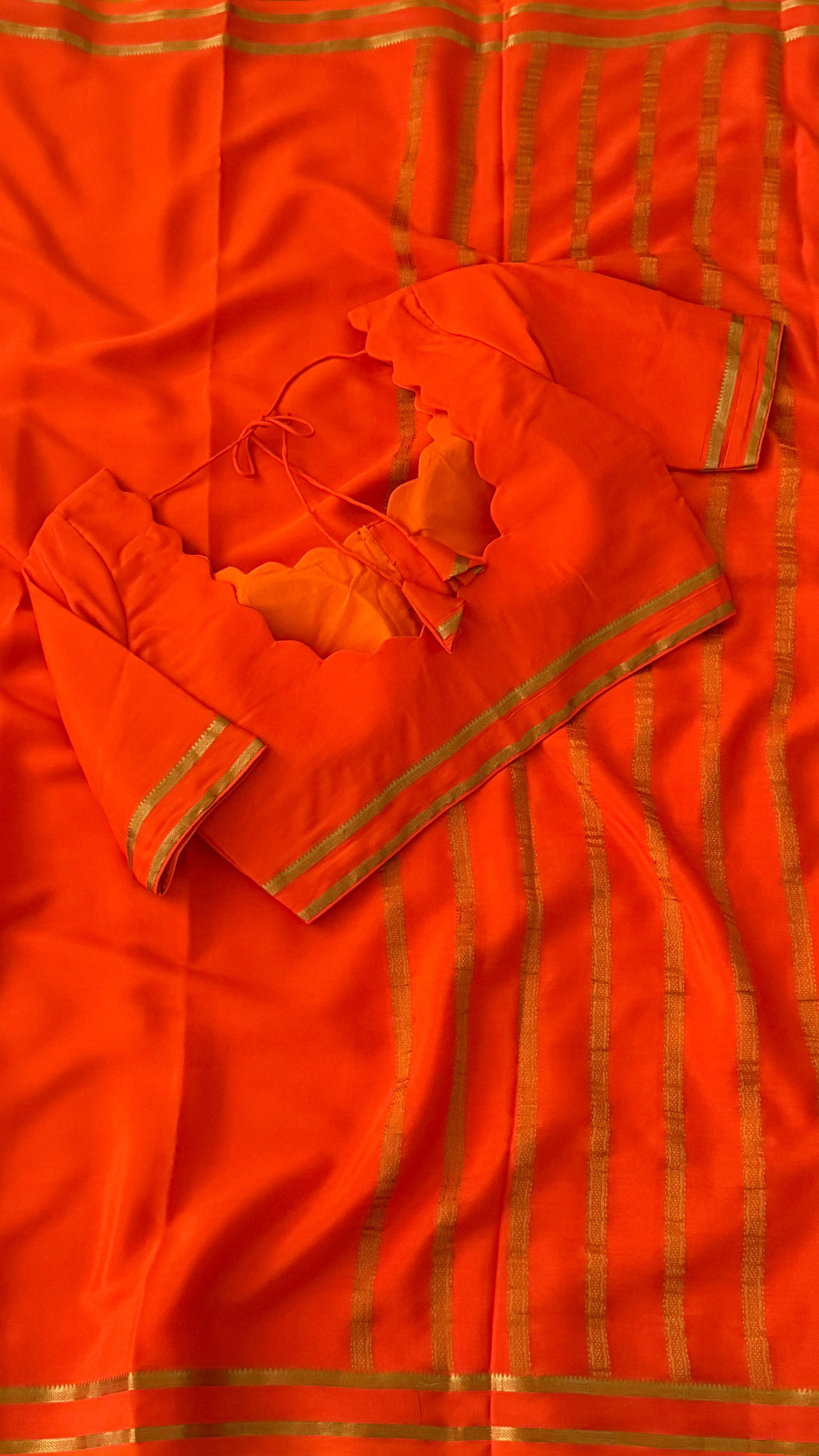 Orange Mysore Silk Saree