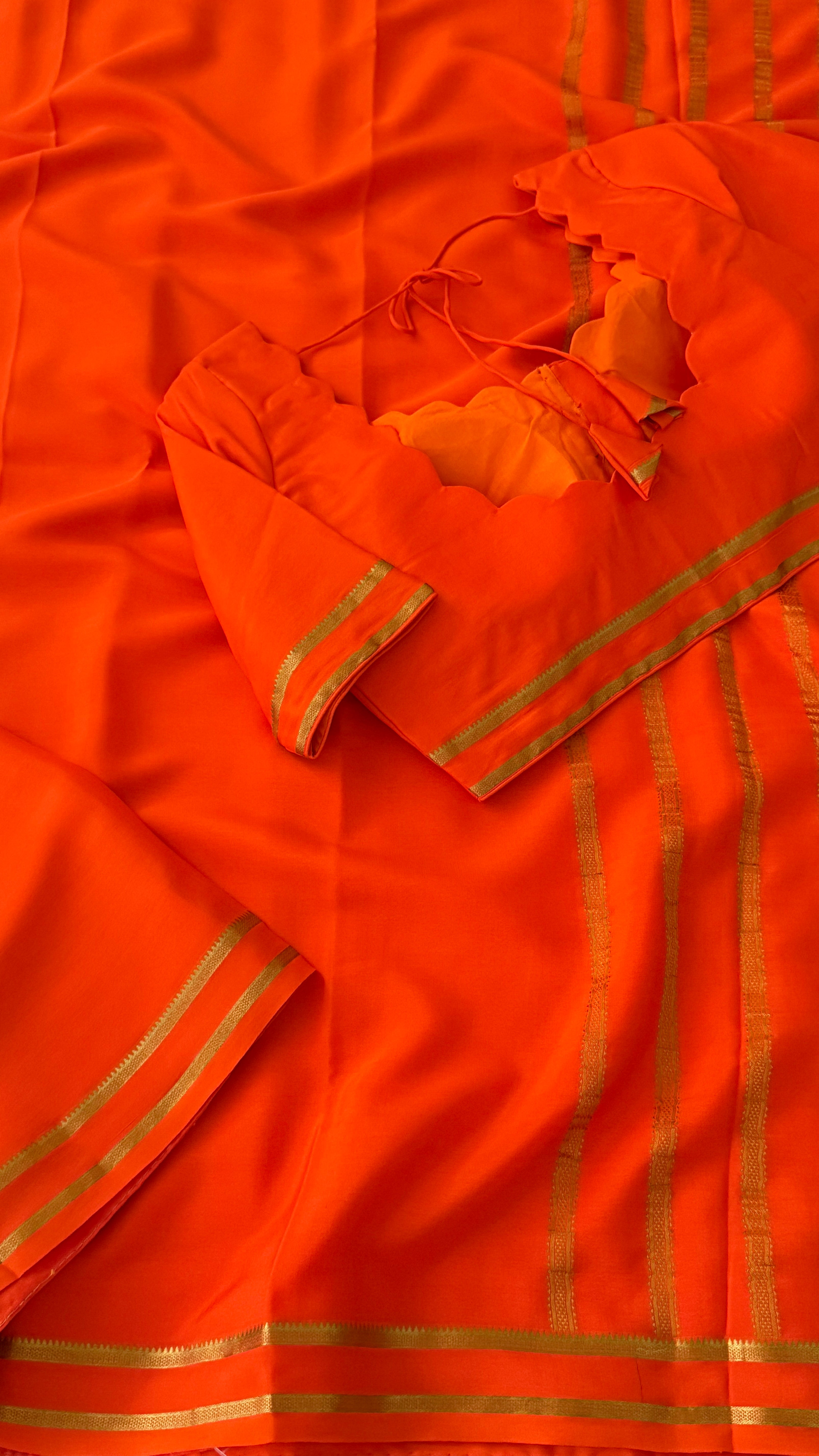 Orange Mysore Silk Saree