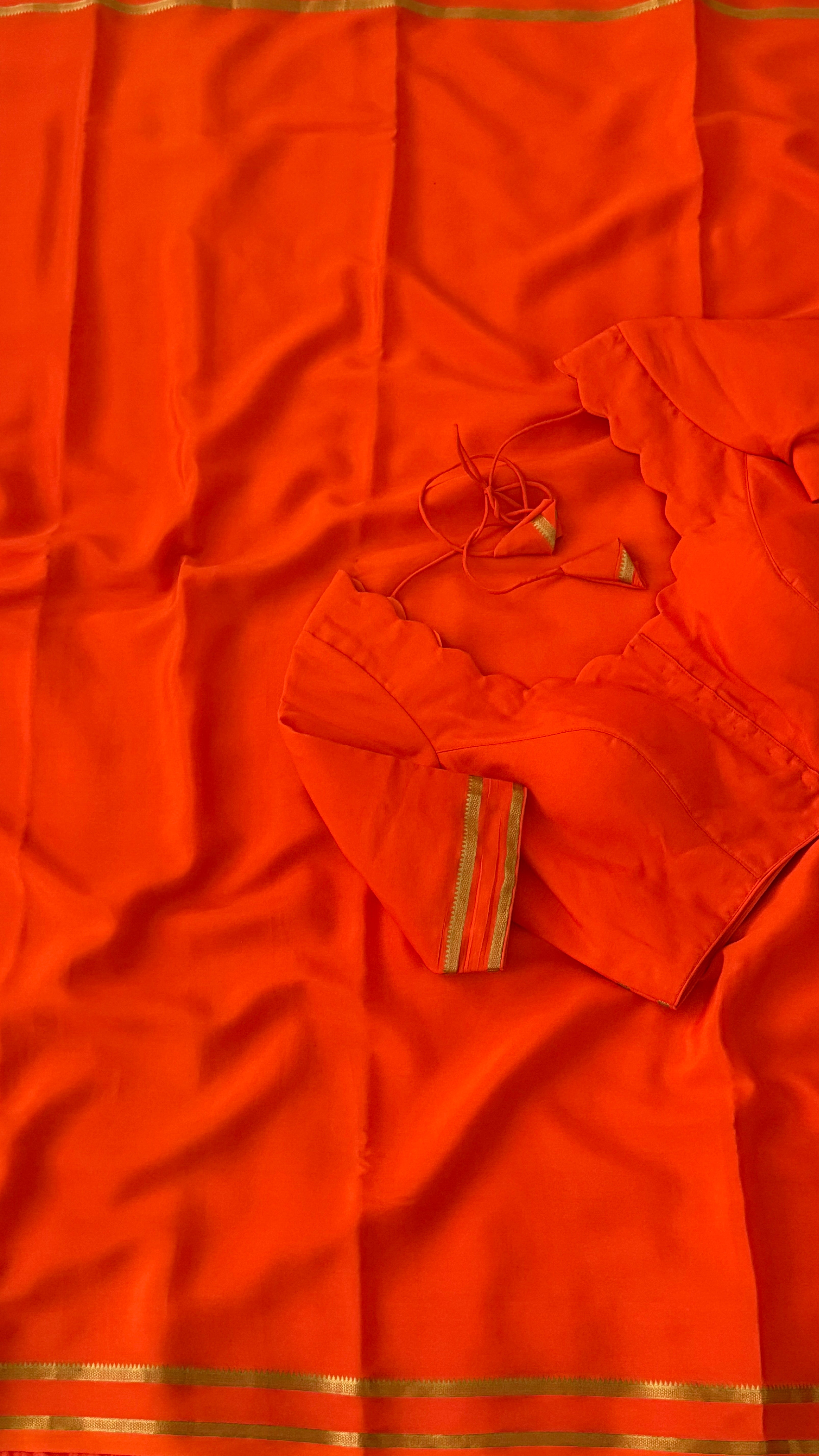 Orange Mysore Silk Saree