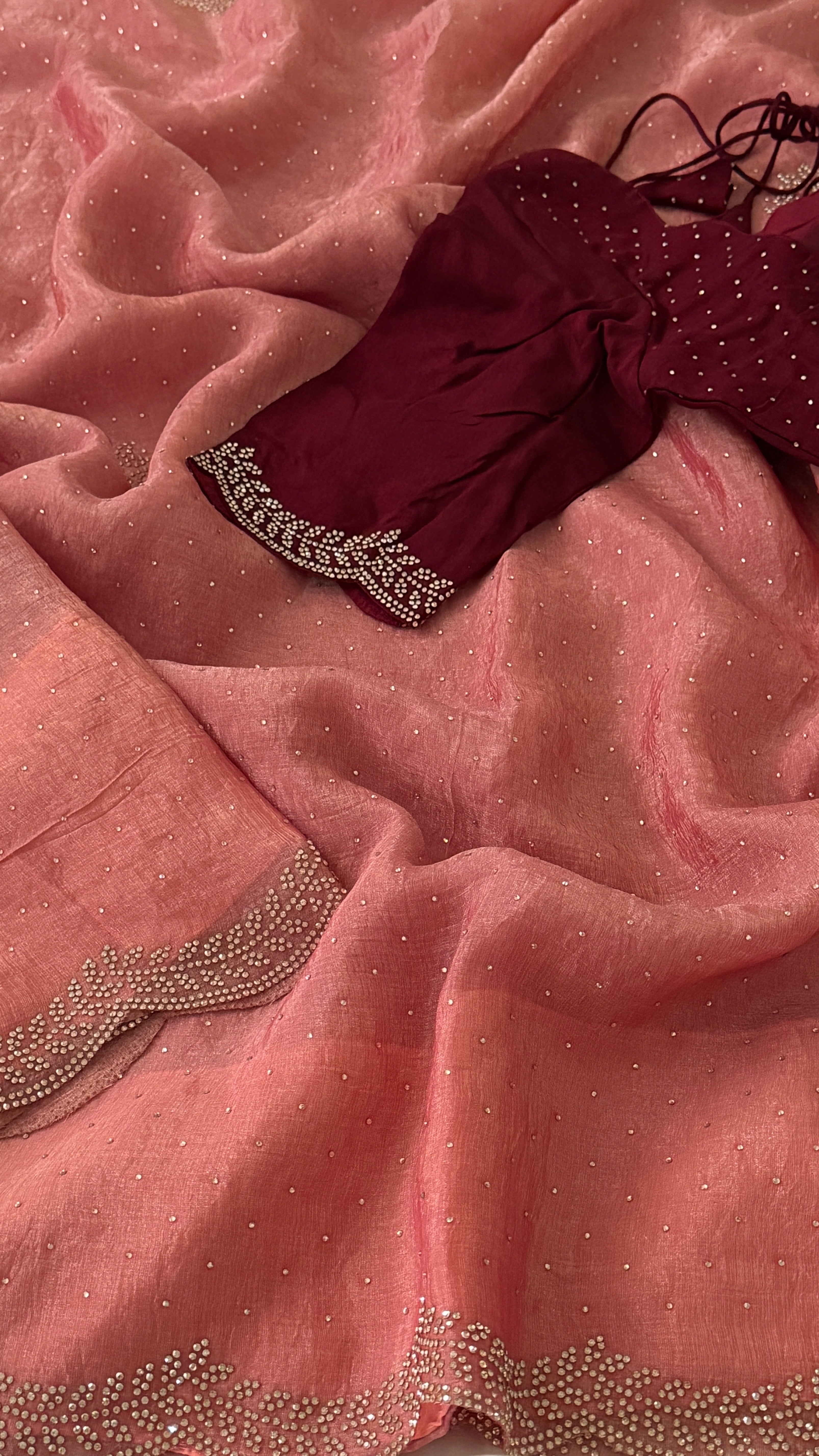 Peach Swarowski Saree