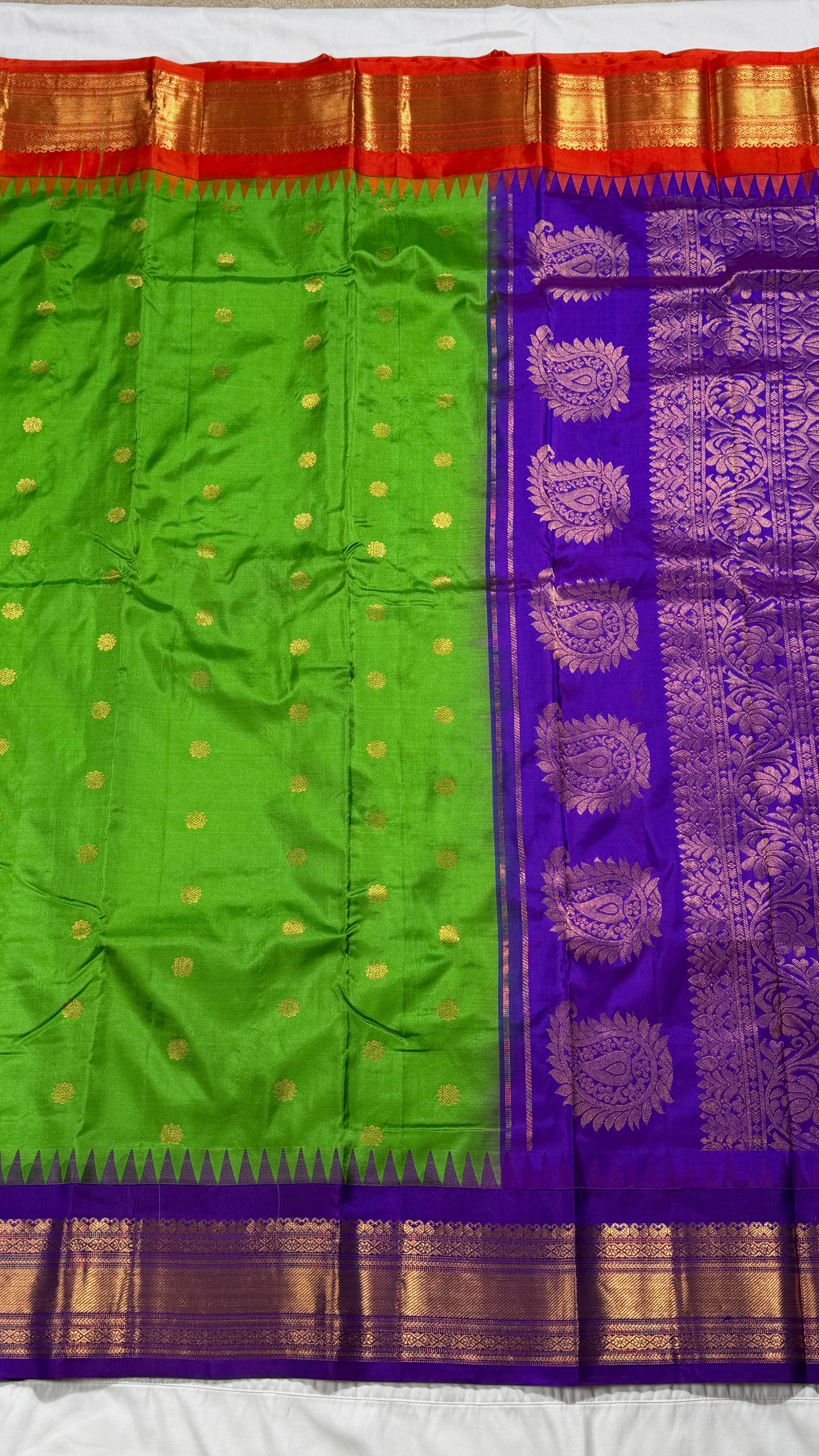 Green & Violet Kanchipuram Silk Saree