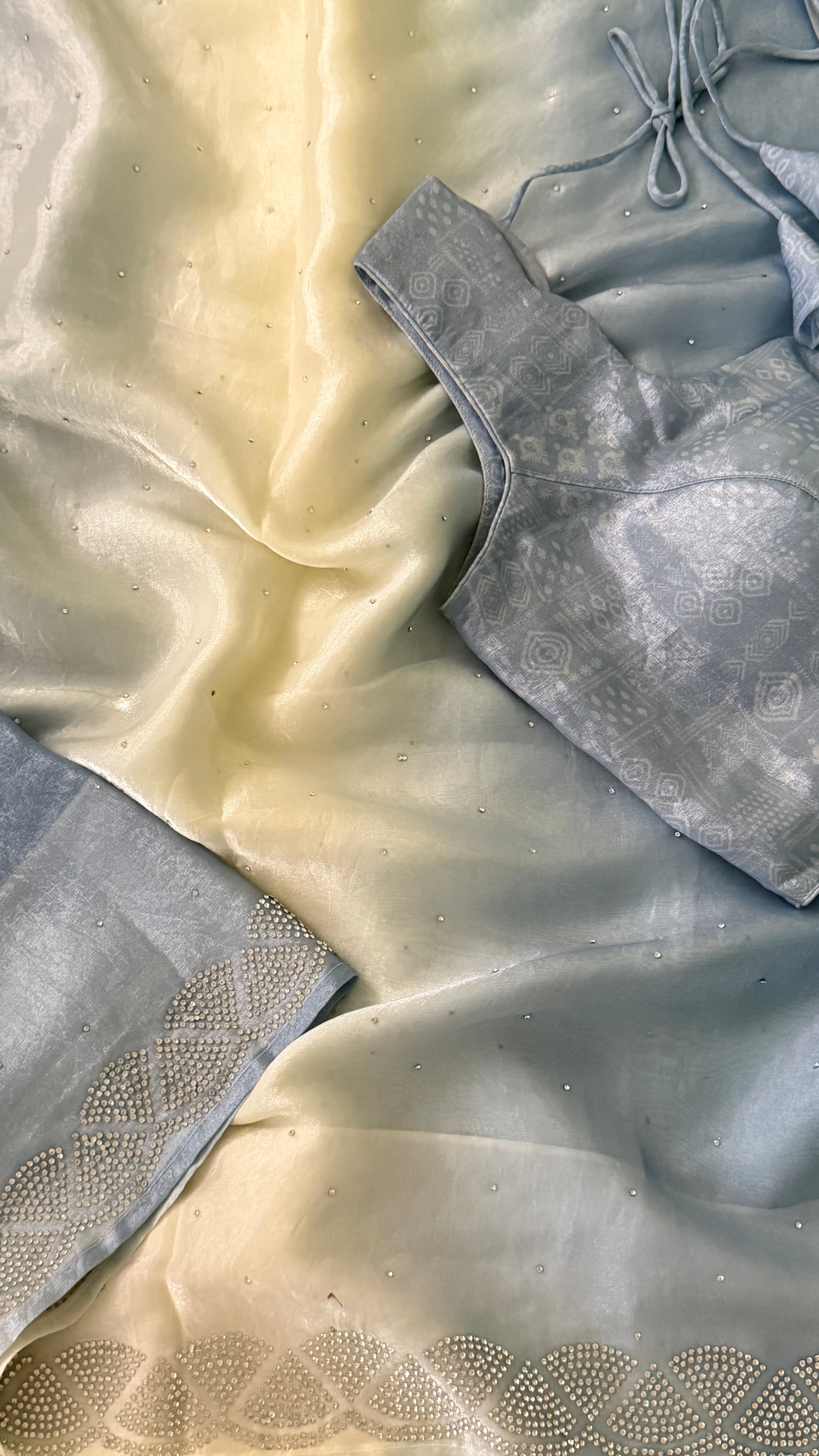 Blue Ombre Crepe Shimmer Saree