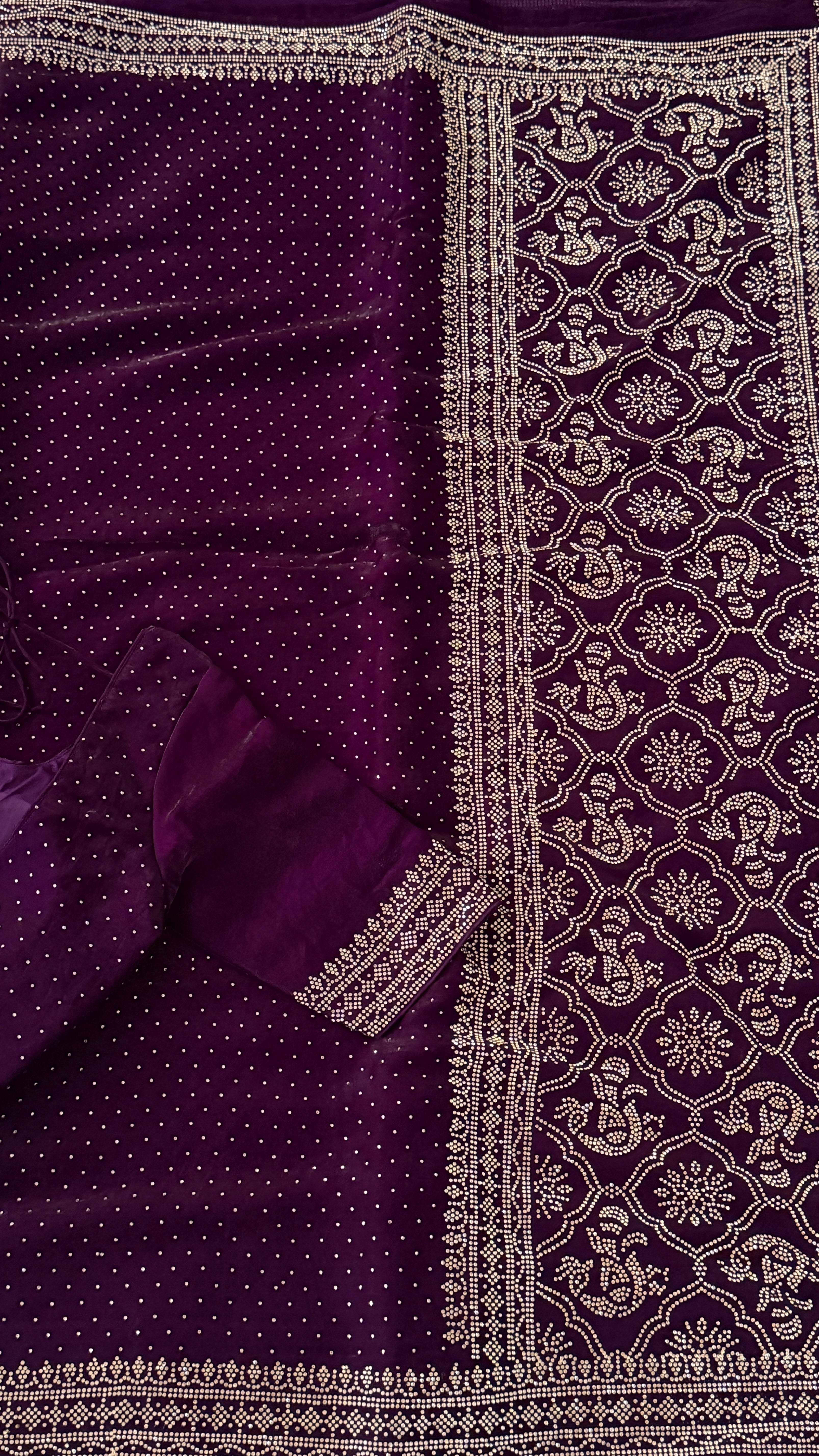 Wine Swarowski Saree
