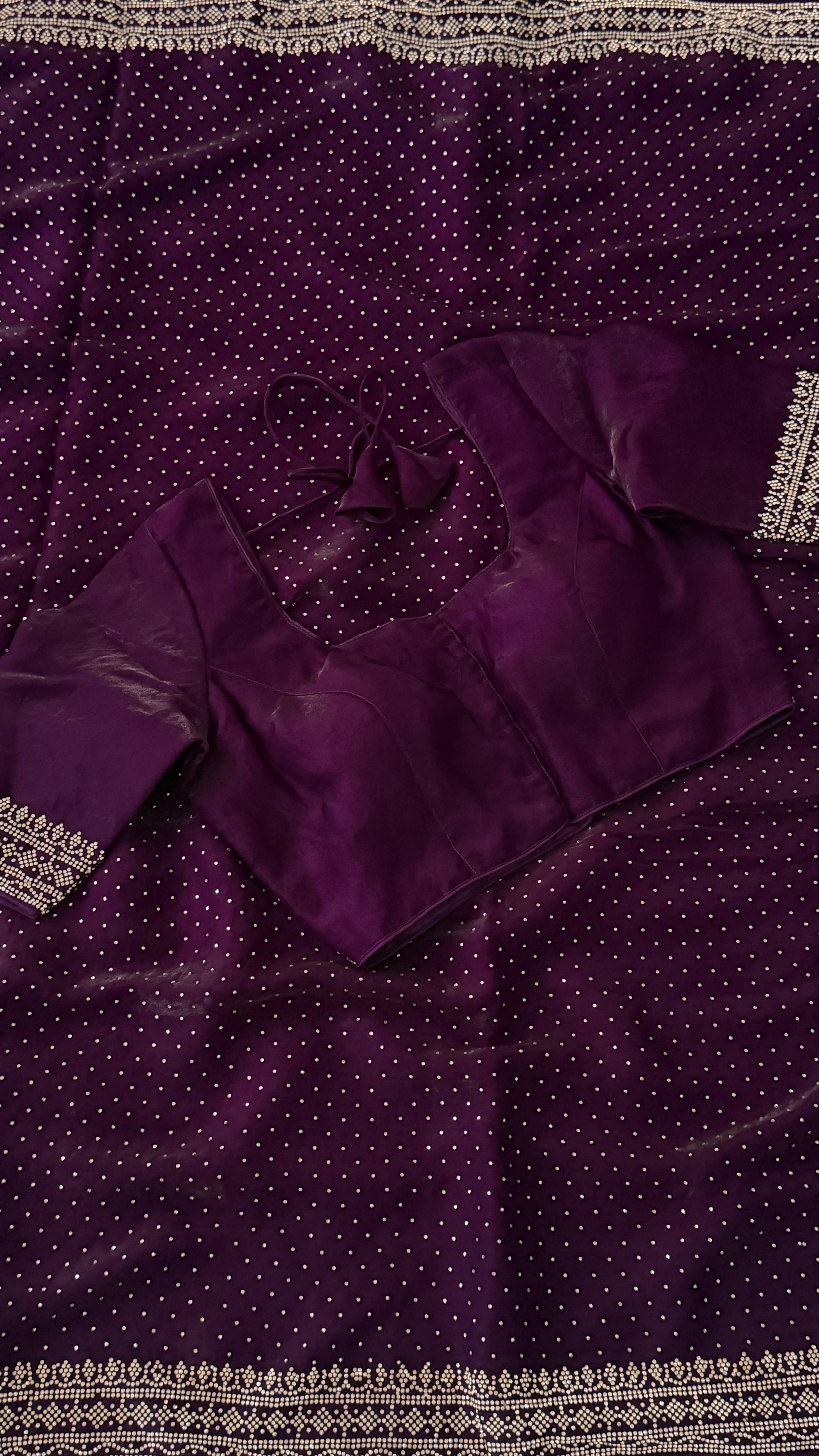 Wine Swarowski Saree
