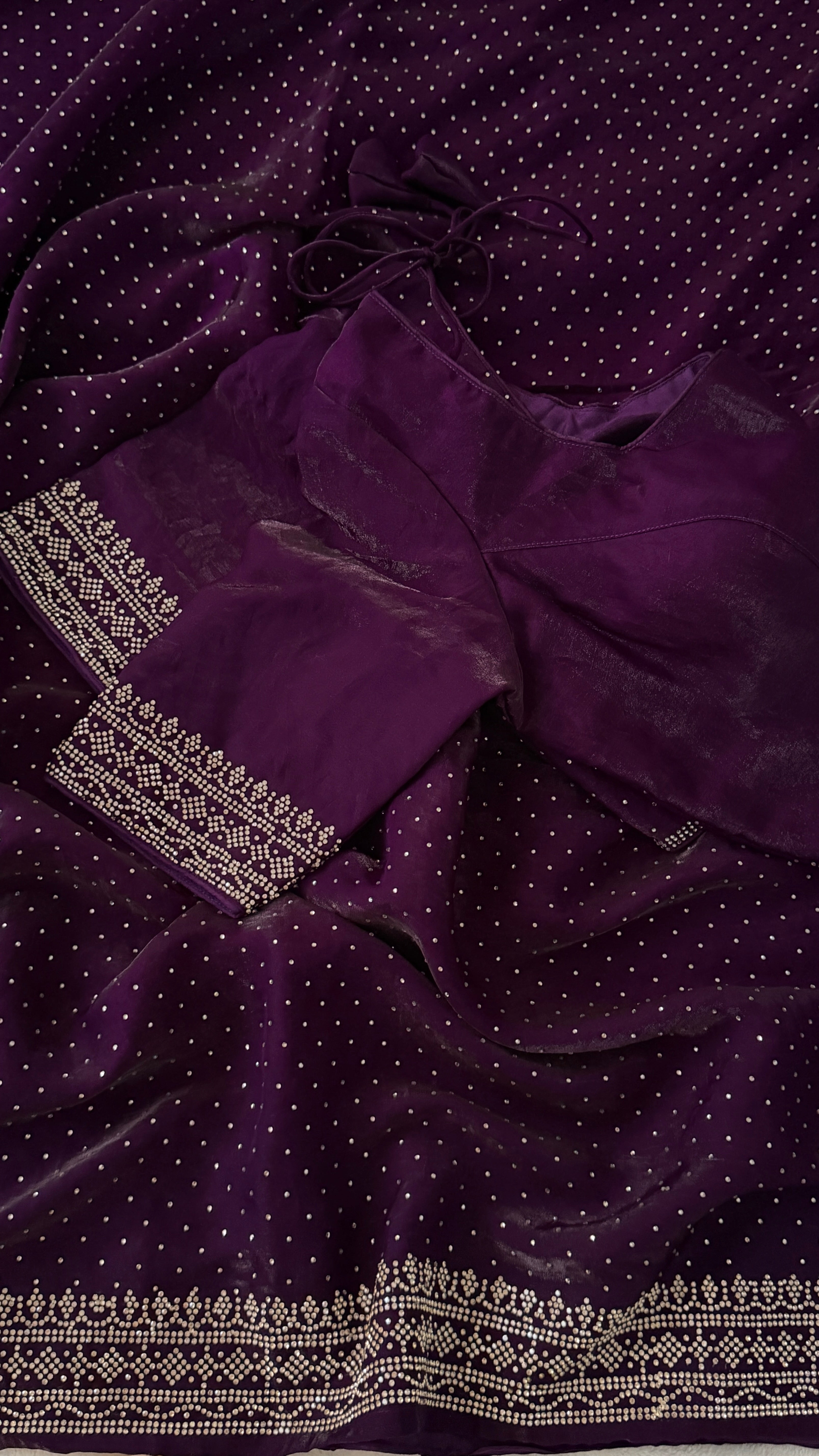 Wine Swarowski Saree