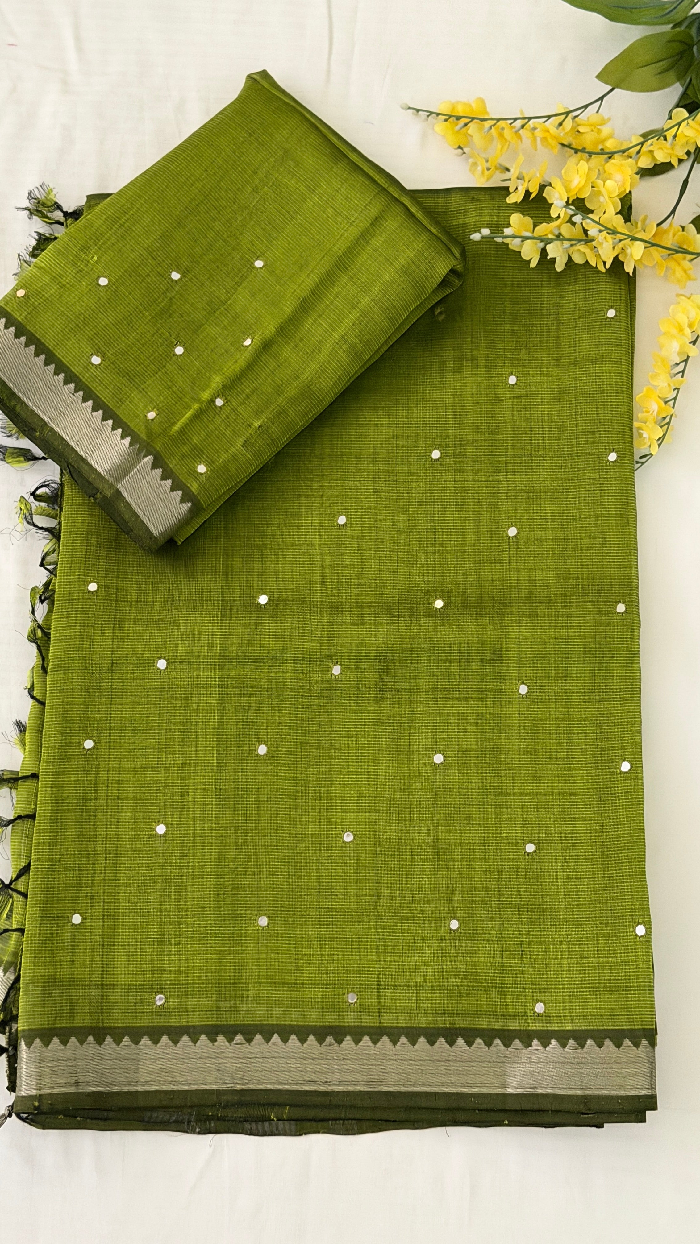 Mehendi Green Mangalagiri Silk Saree