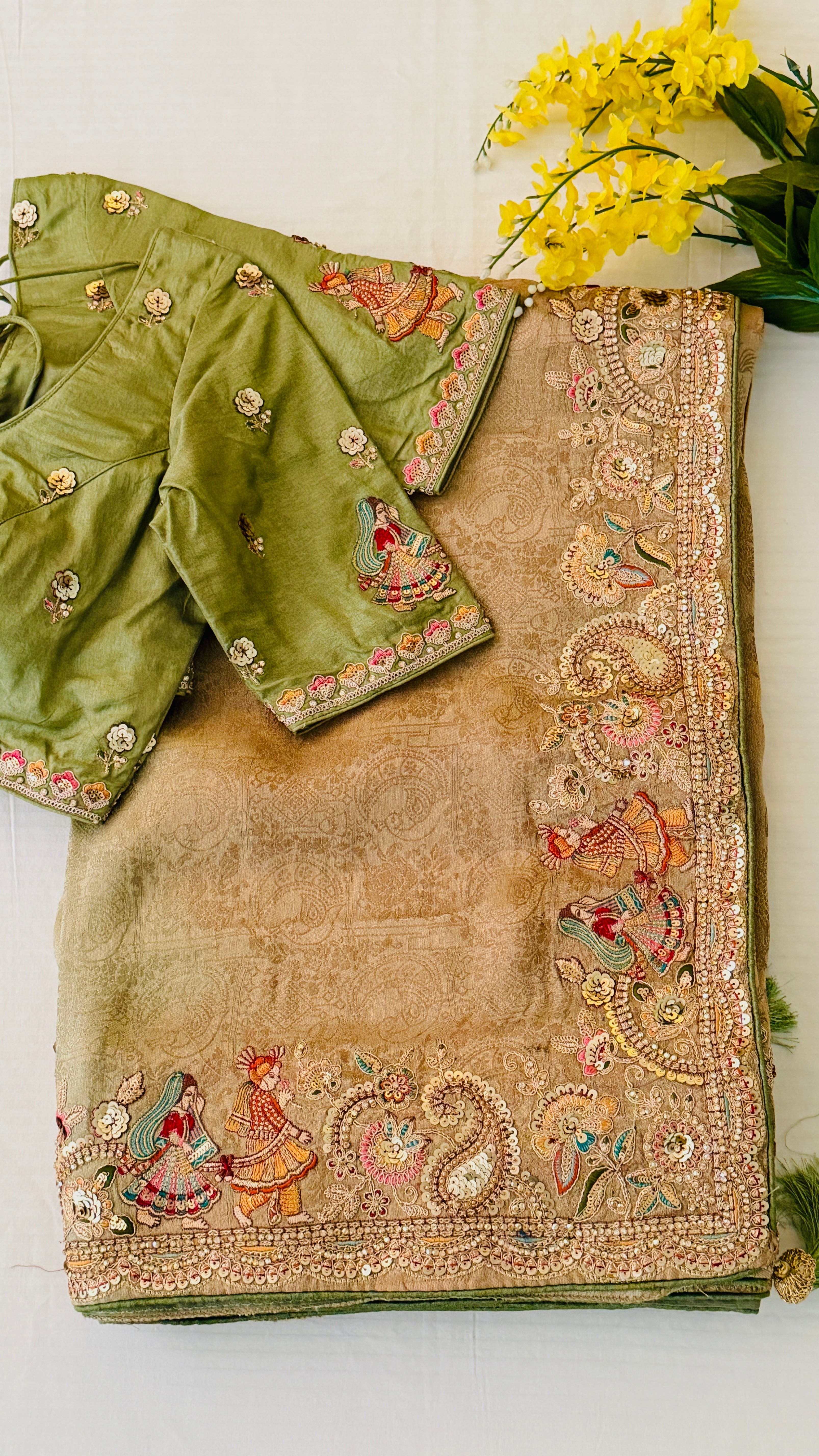 Green Ombre Munga Silk Saree