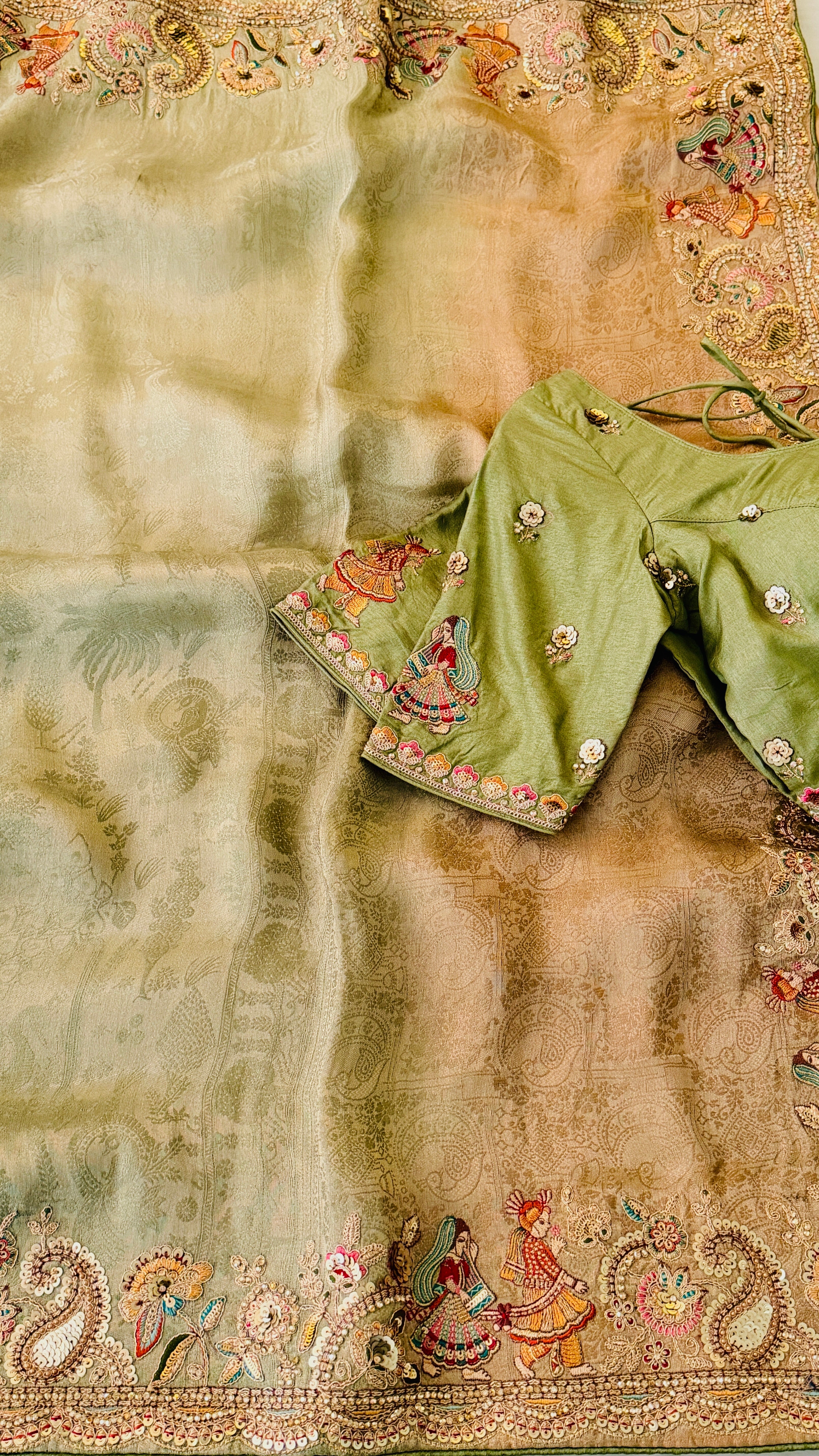 Green Ombre Munga Silk Saree