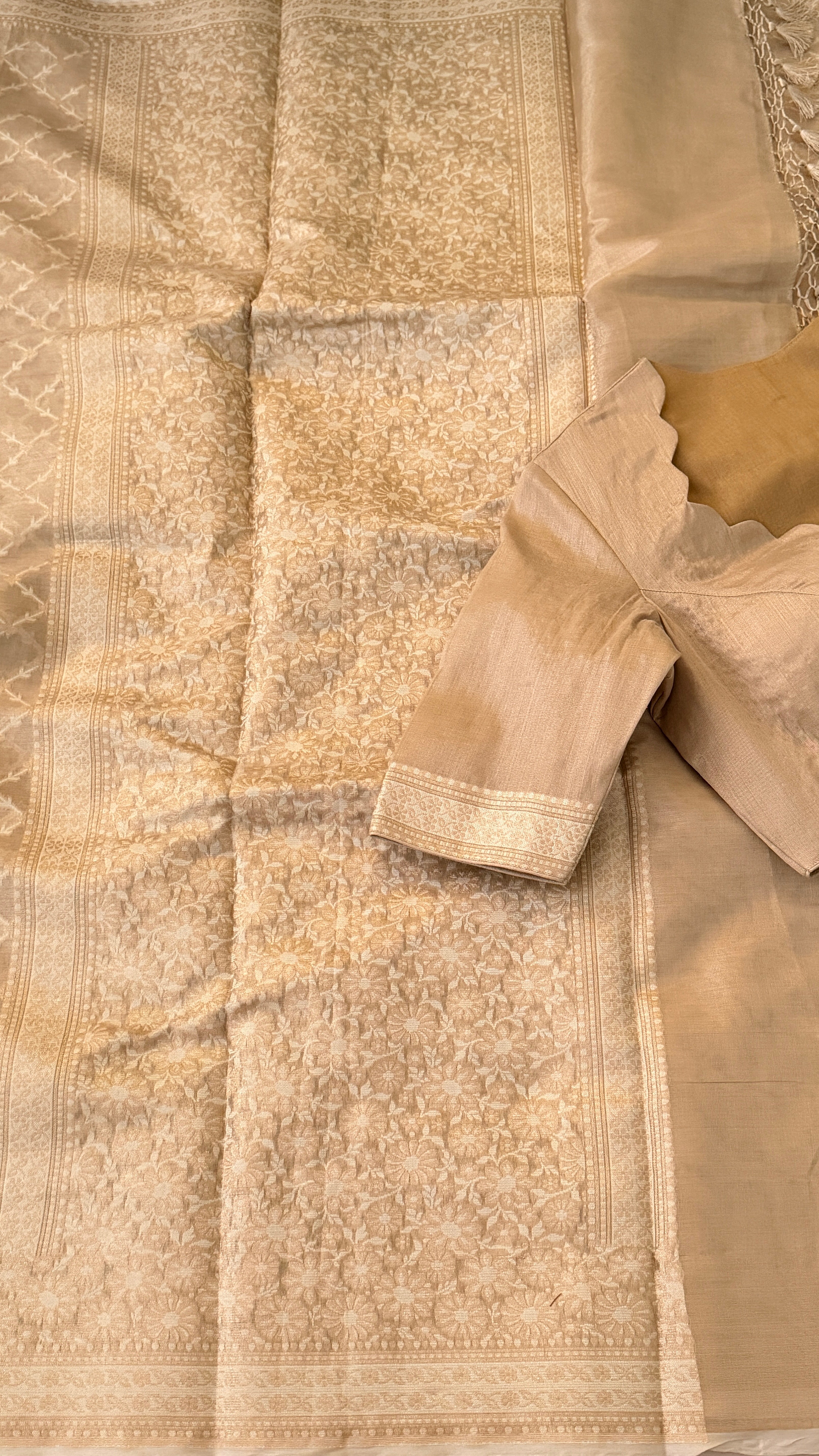 Beige Kota Tissue Saree