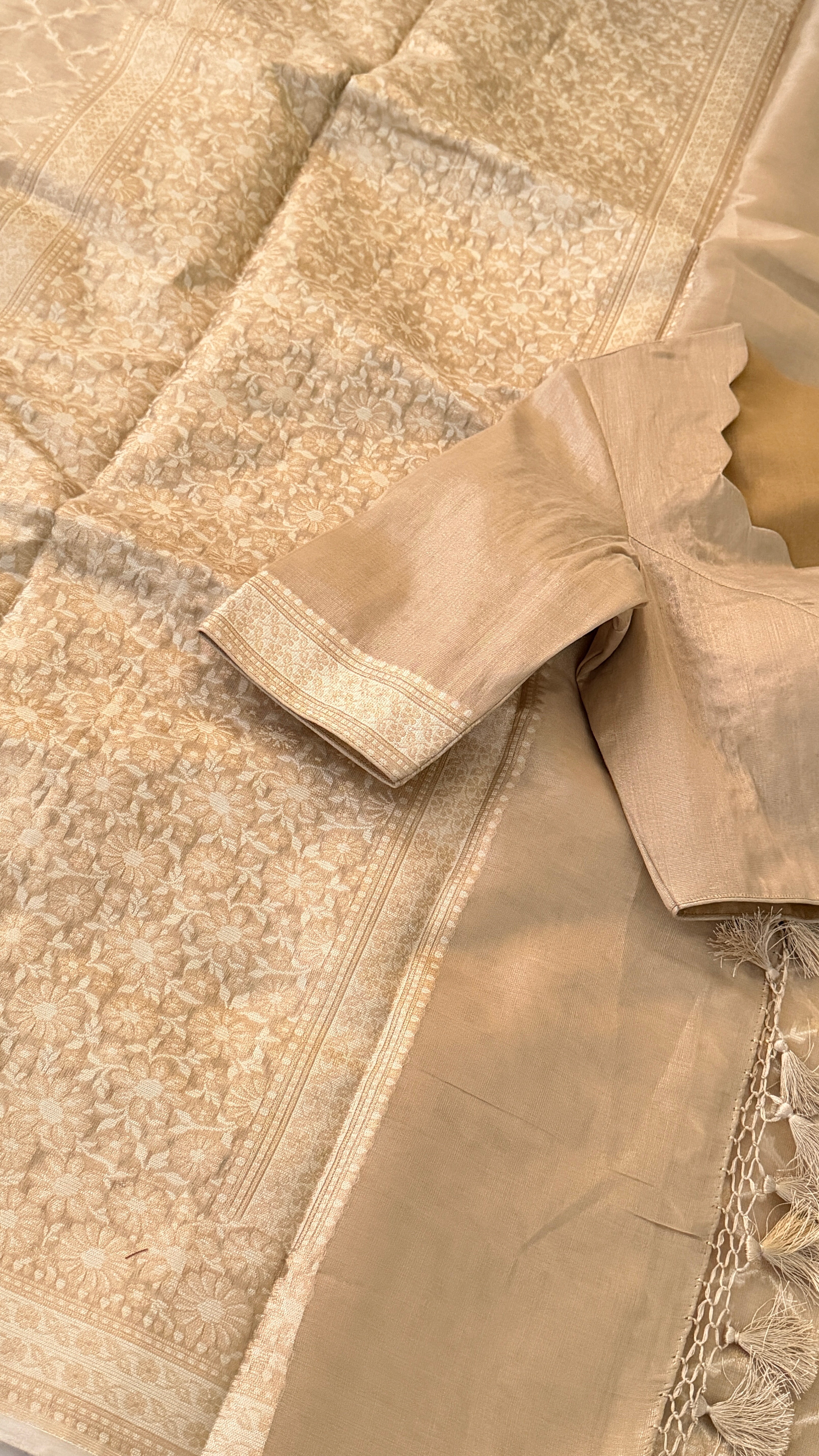 Beige Kota Tissue Saree