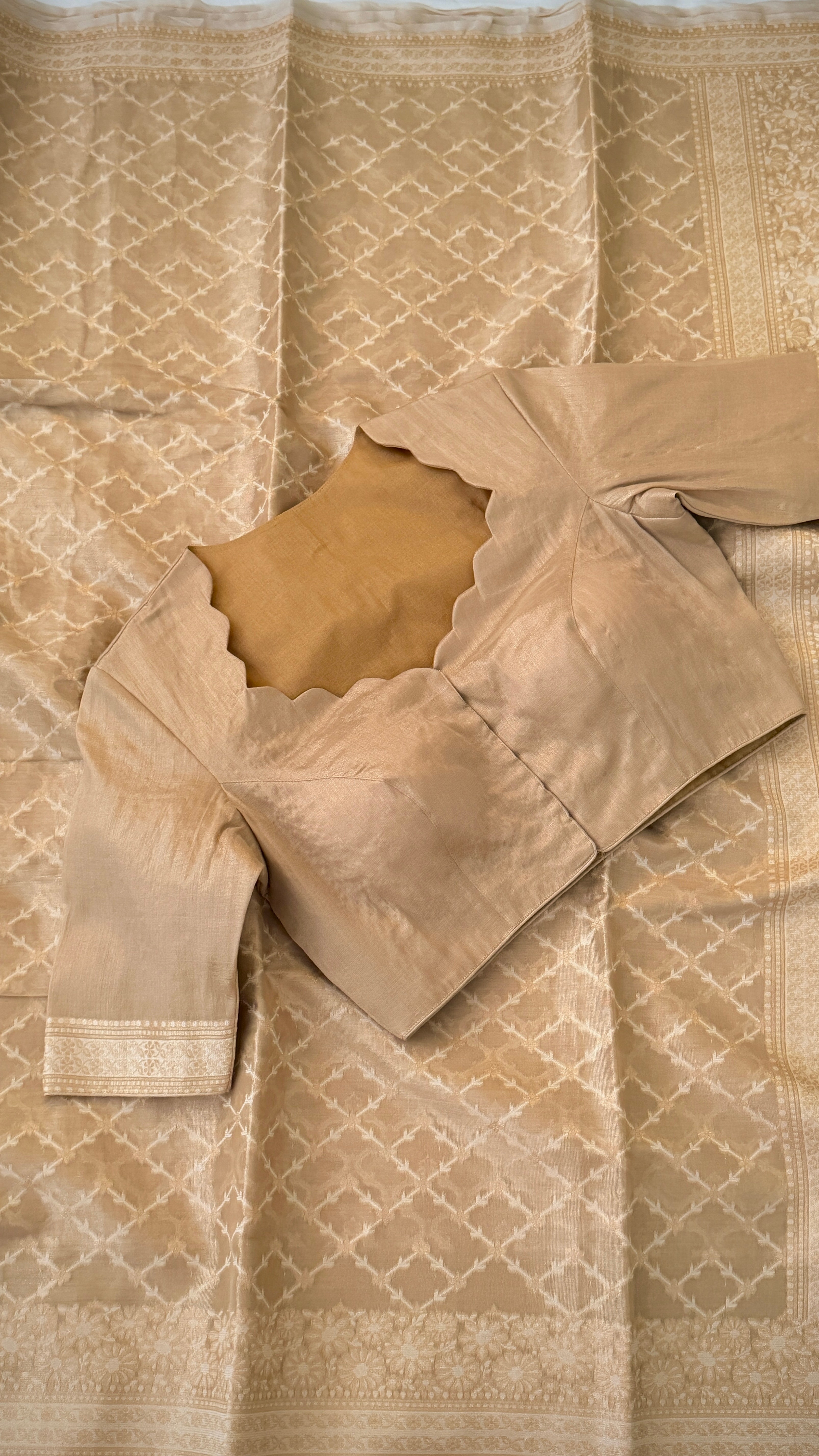 Beige Kota Tissue Saree