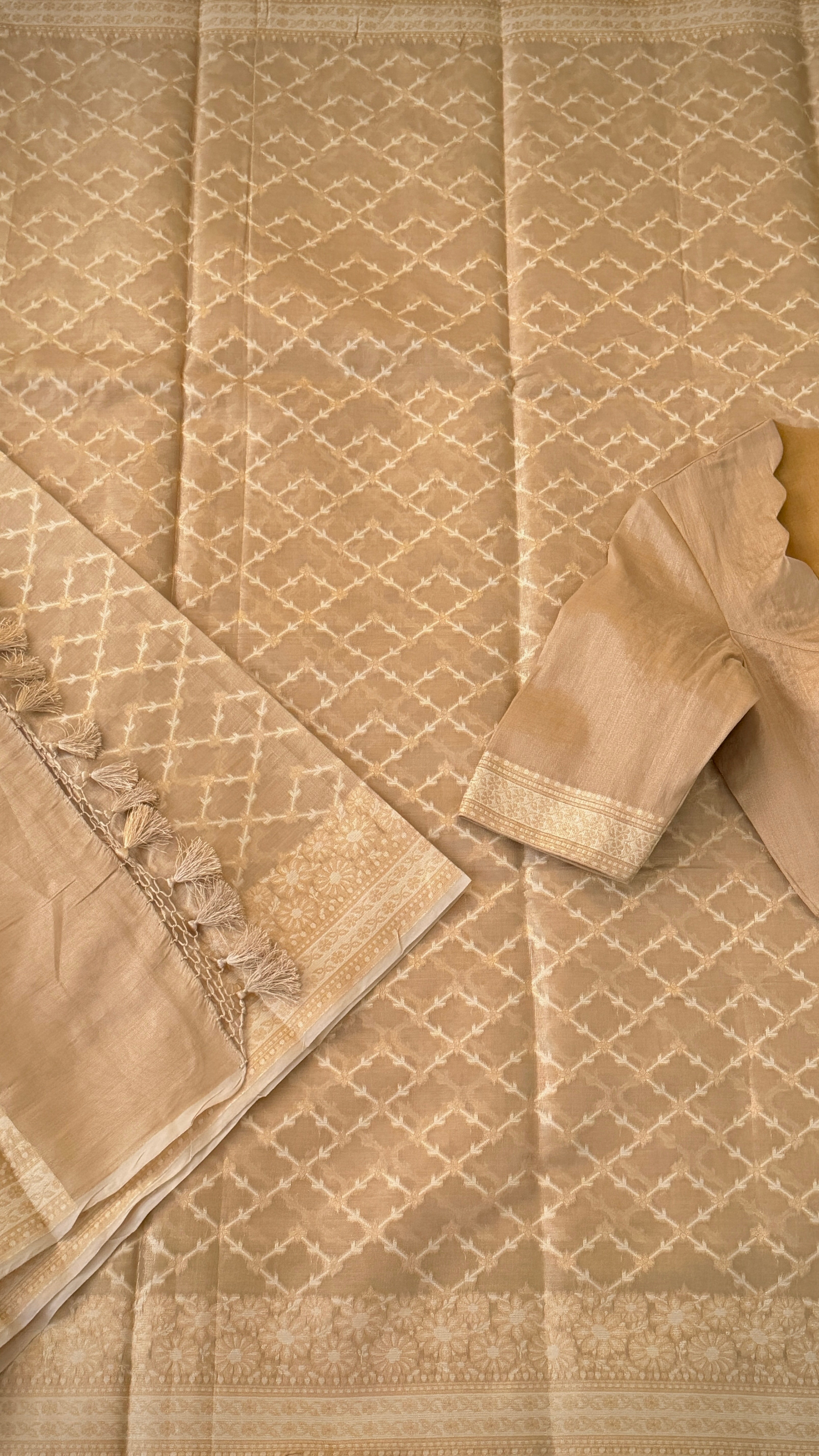 Beige Kota Tissue Saree