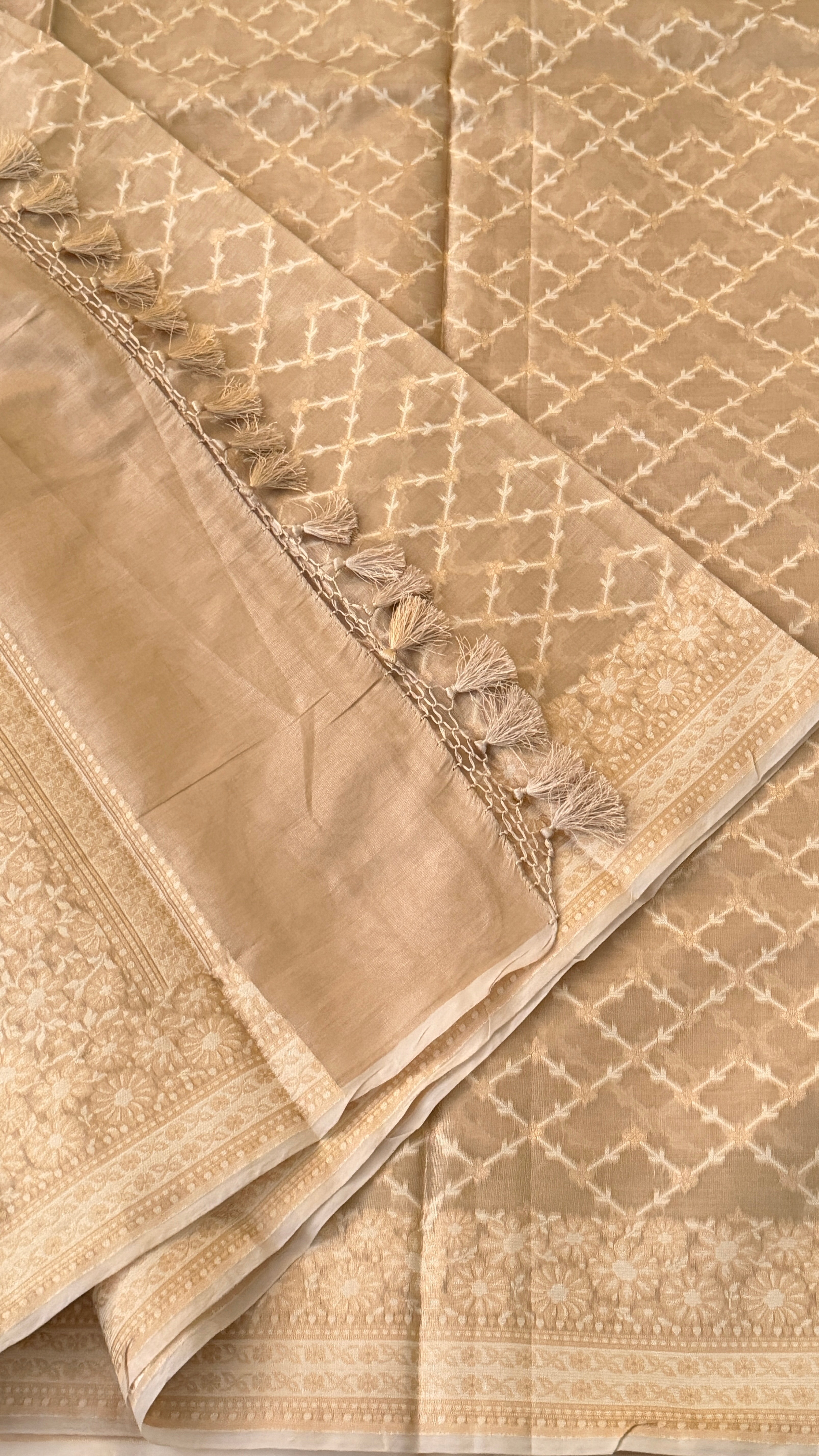 Beige Kota Tissue Saree