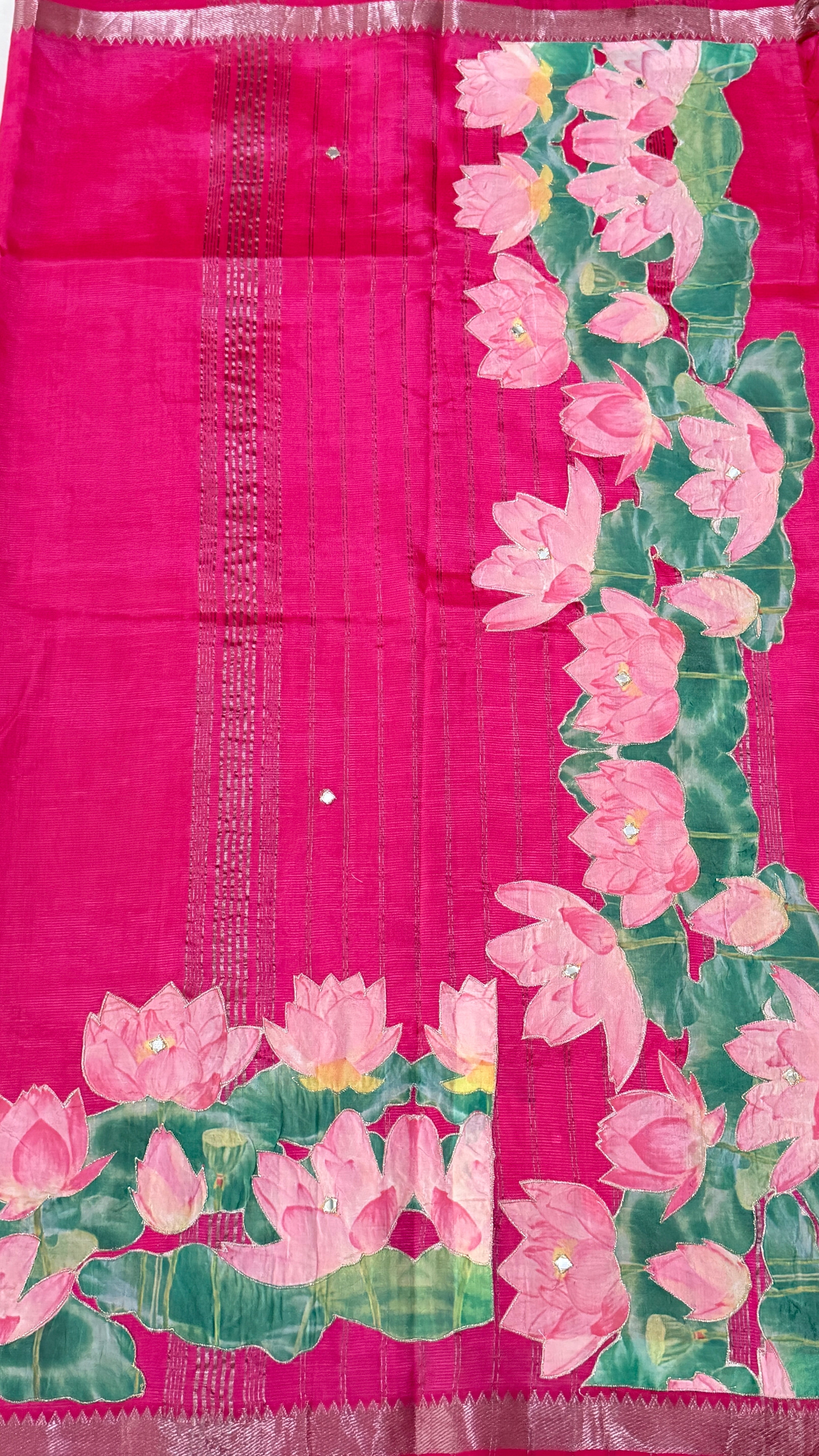 Rani Pink Mangalagiri Applique Saree