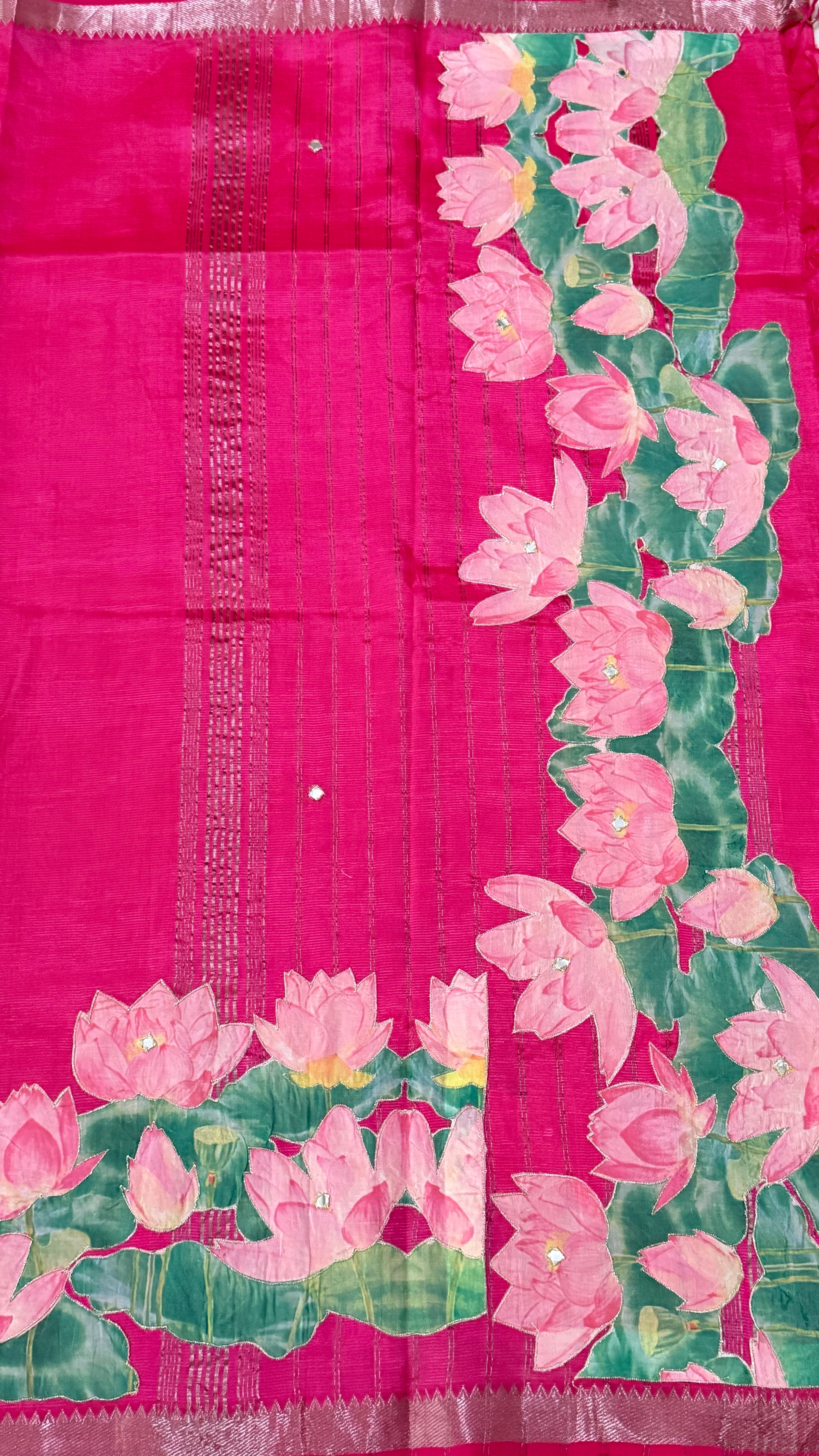 Rani Pink Mangalagiri Applique Saree