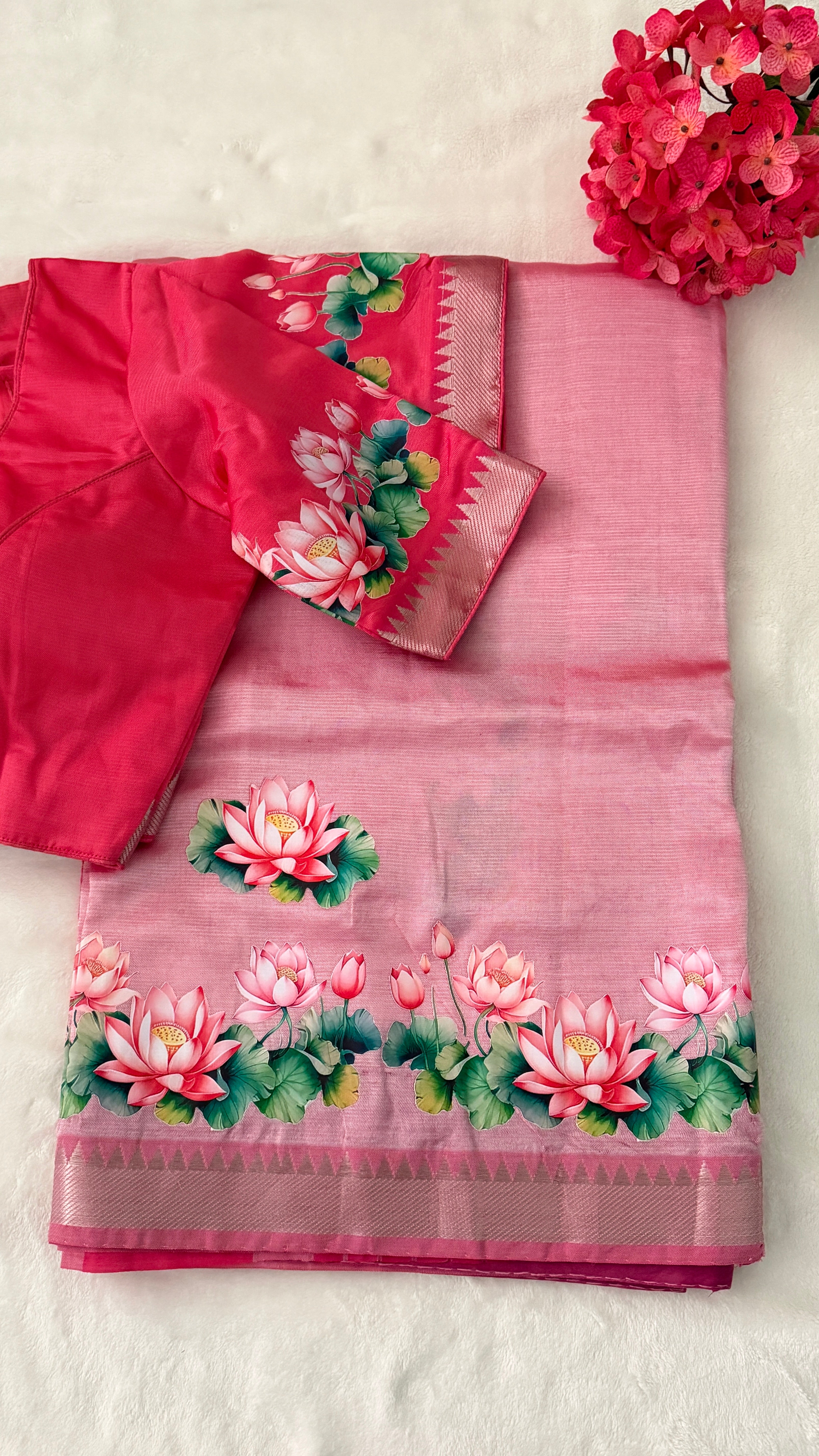 Pink Mangalgiri Silk Saree