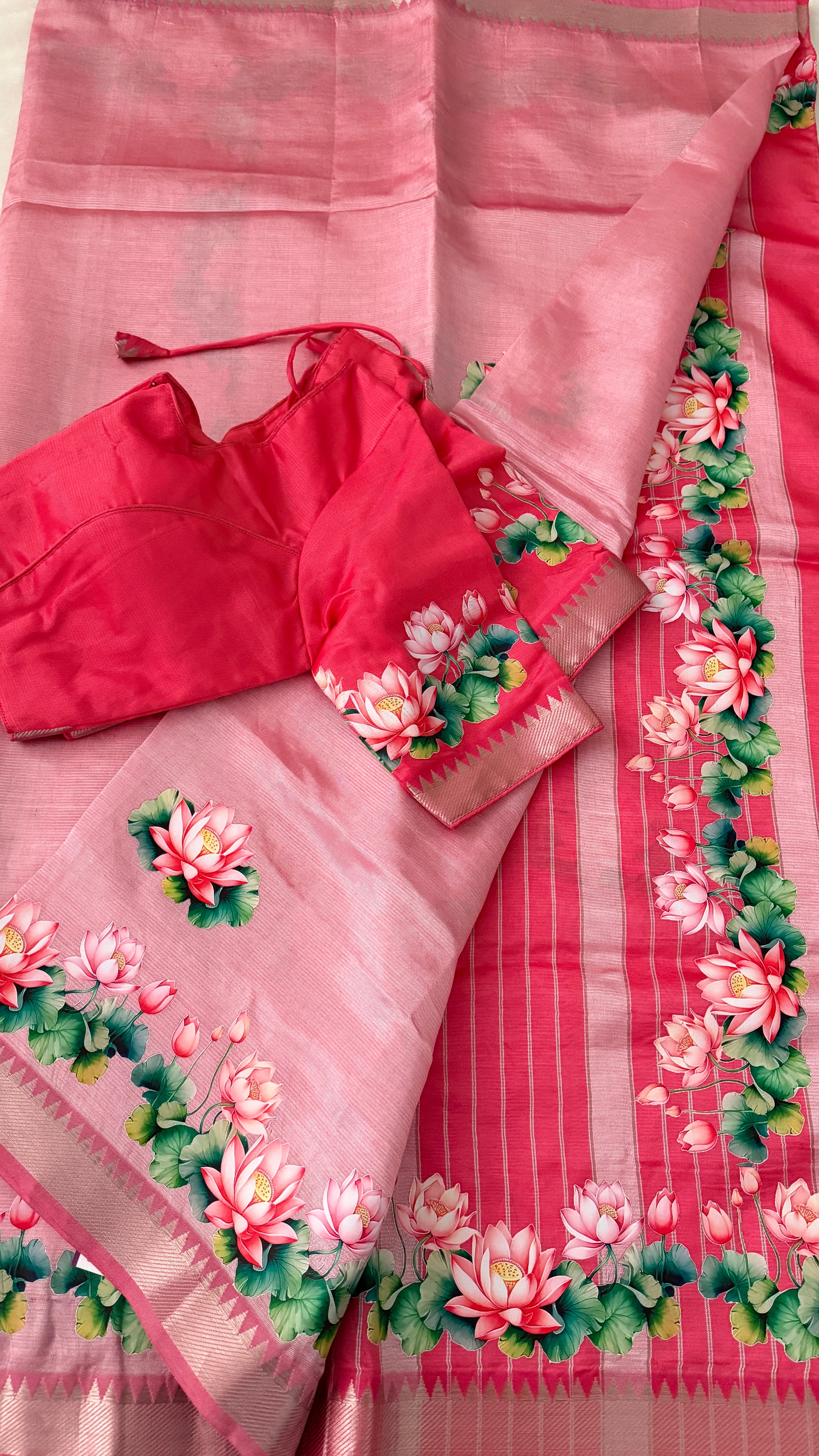 Pink Mangalgiri Silk Saree