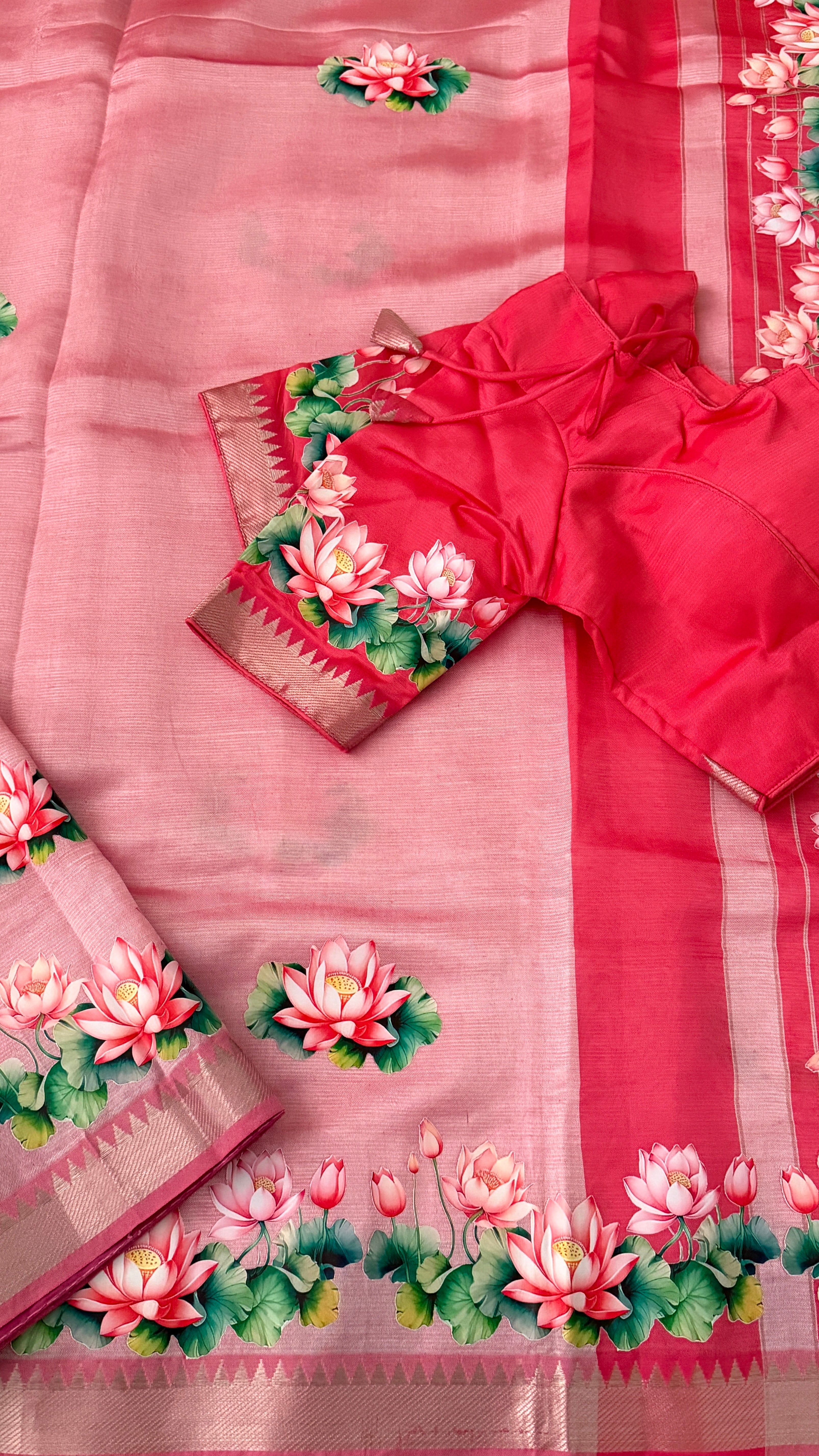 Pink Mangalgiri Silk Saree
