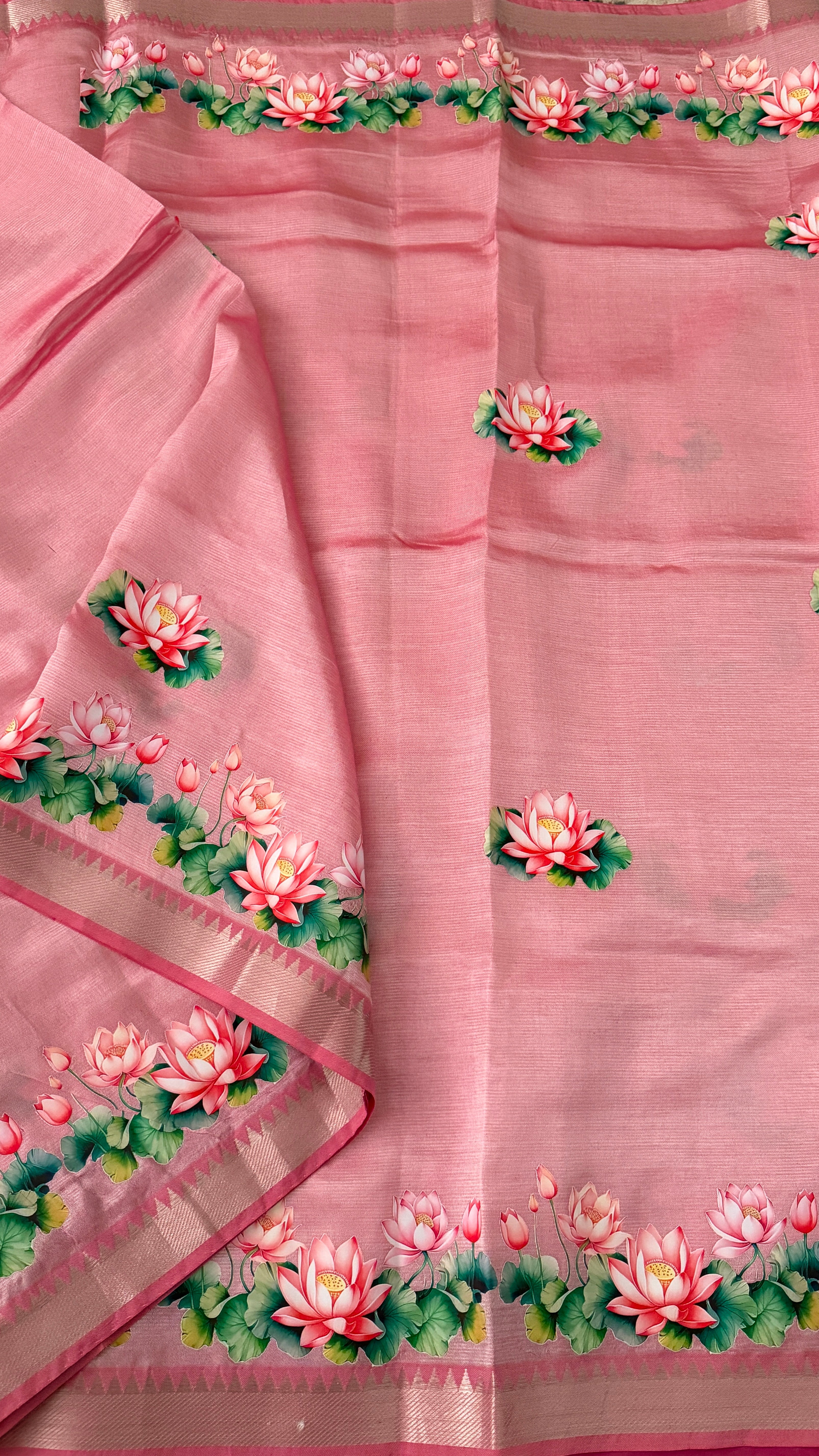 Pink Mangalgiri Silk Saree