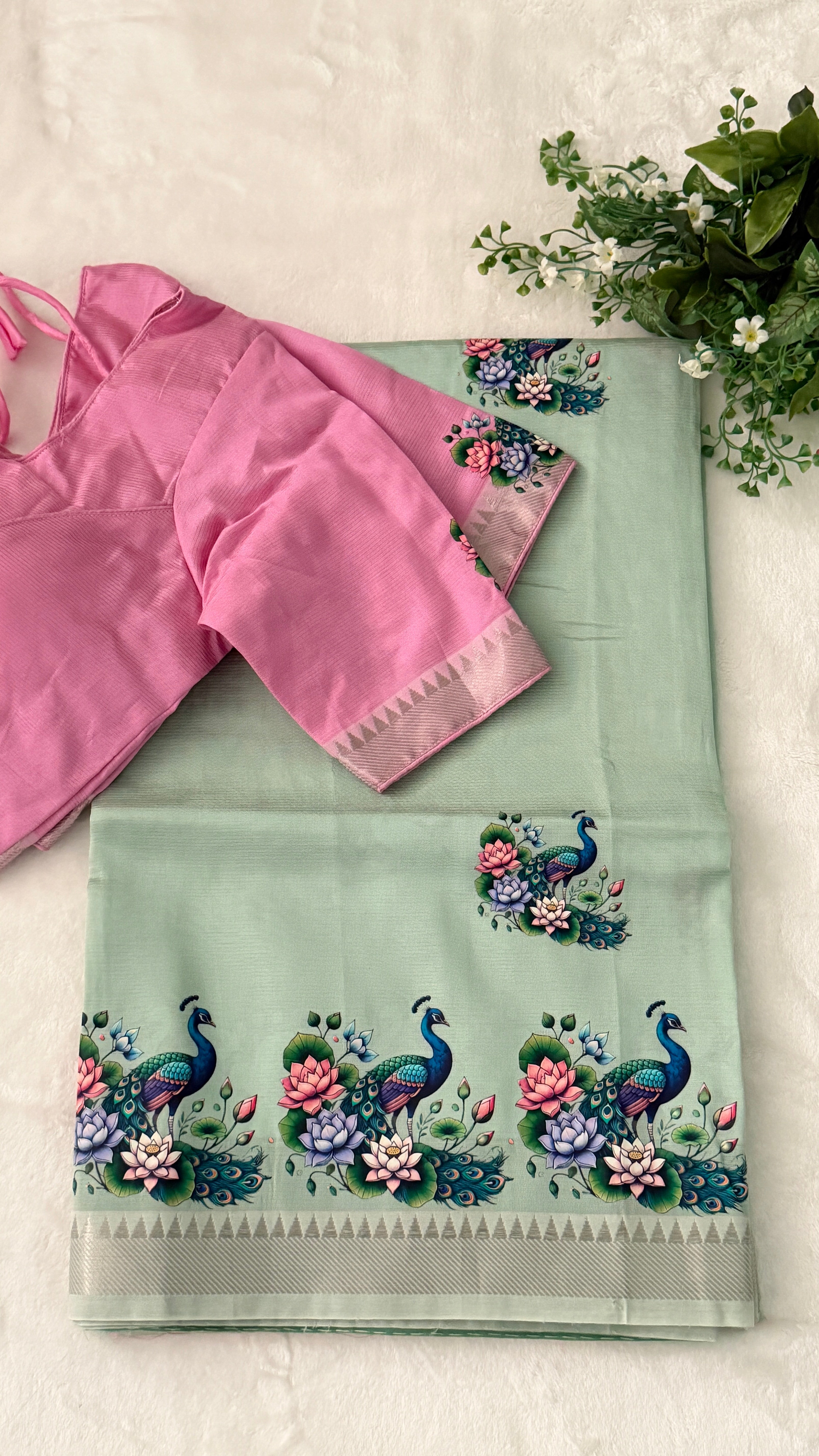 Light Green Mangalgiri Silk Saree