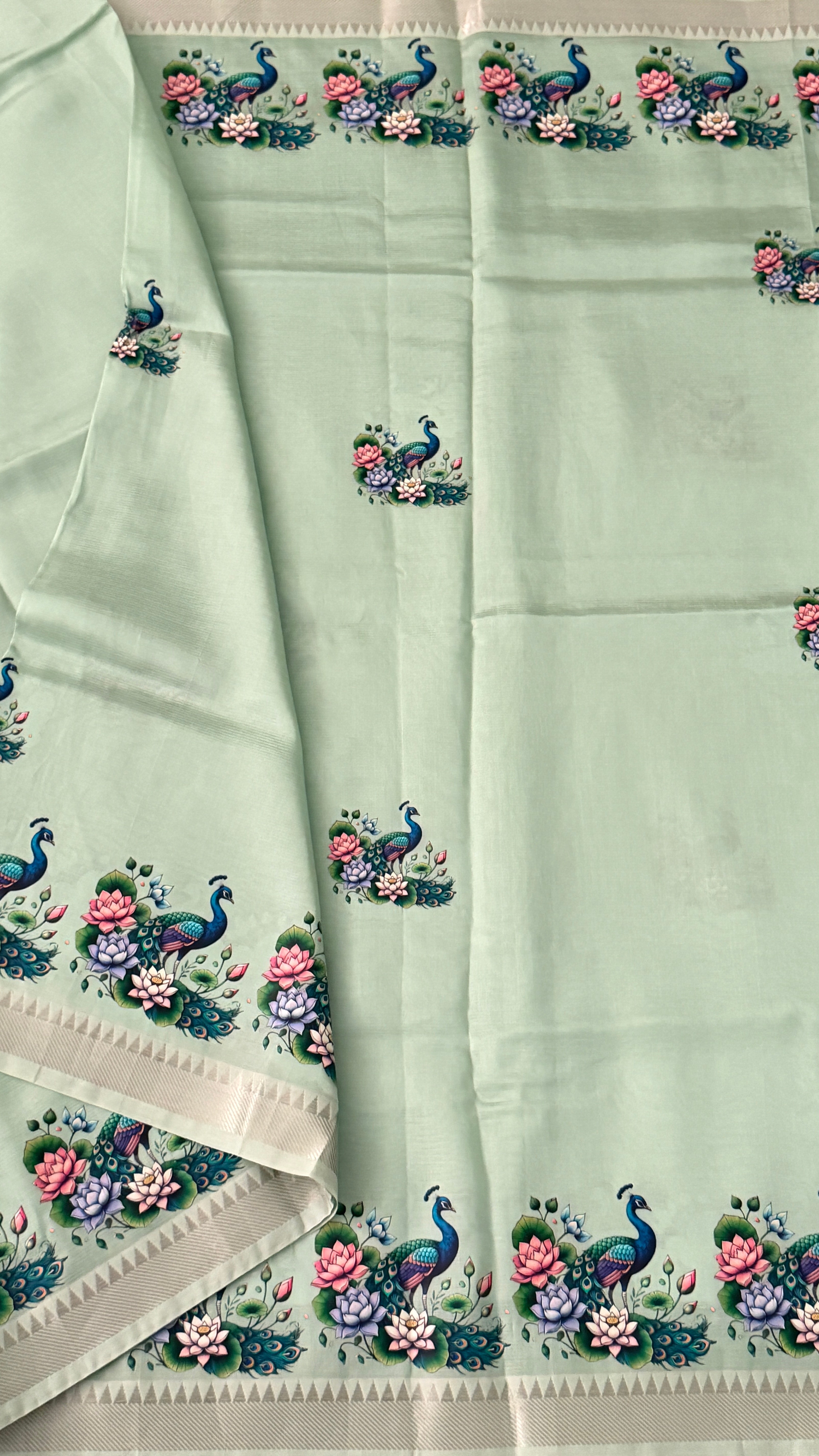 Light Green Mangalgiri Silk Saree