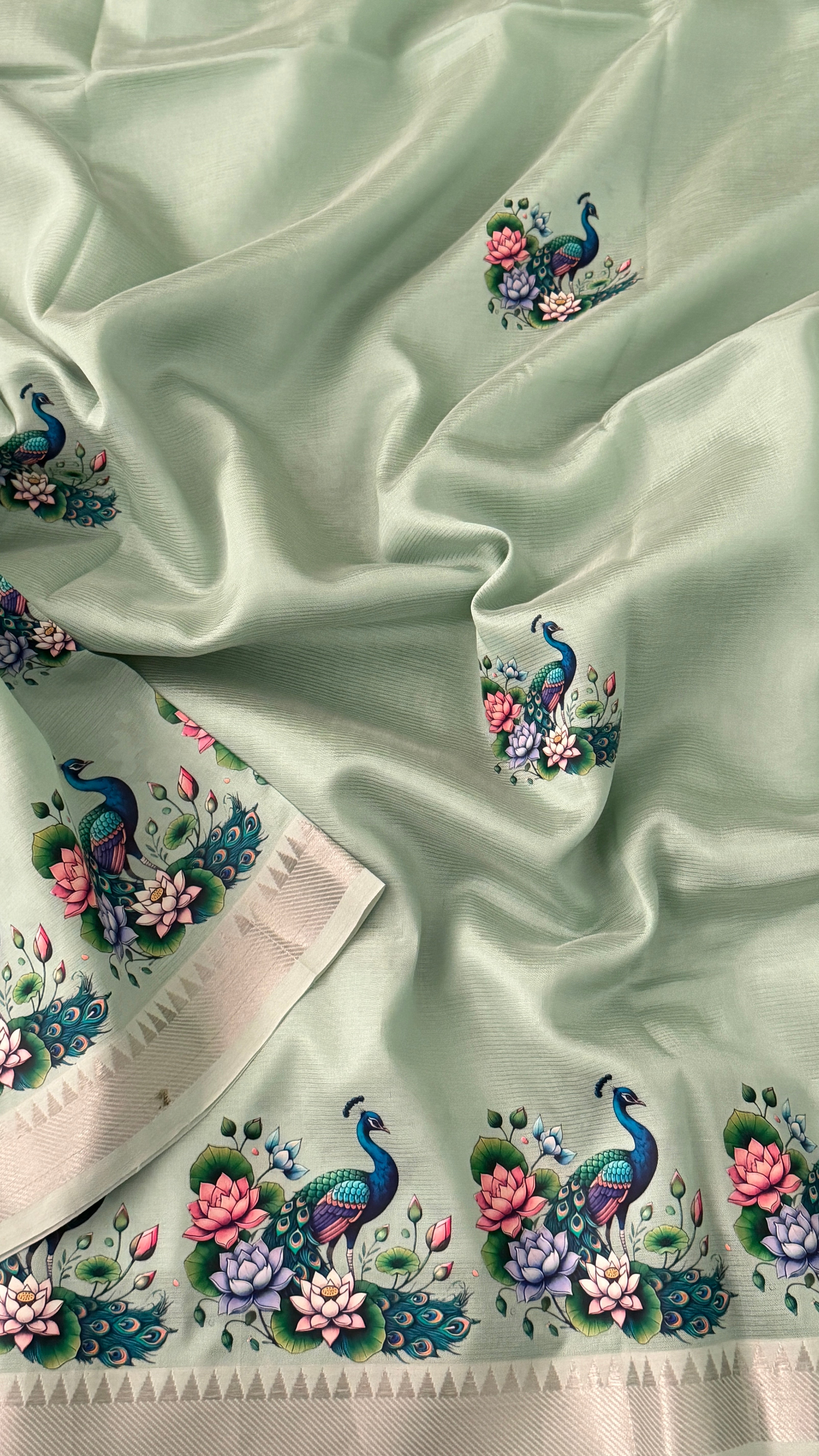 Light Green Mangalgiri Silk Saree
