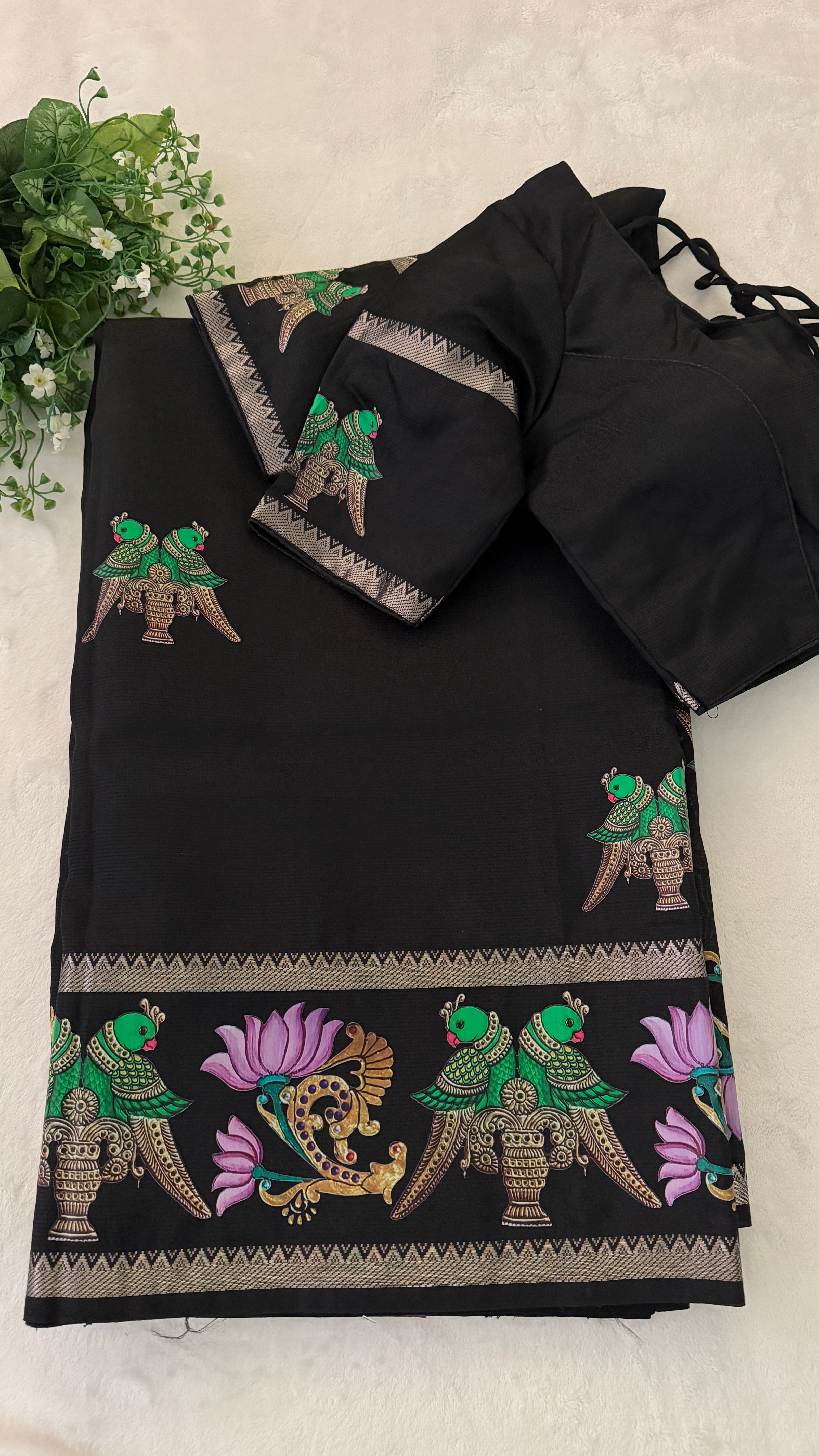 Black Mangalagiri Silk Saree