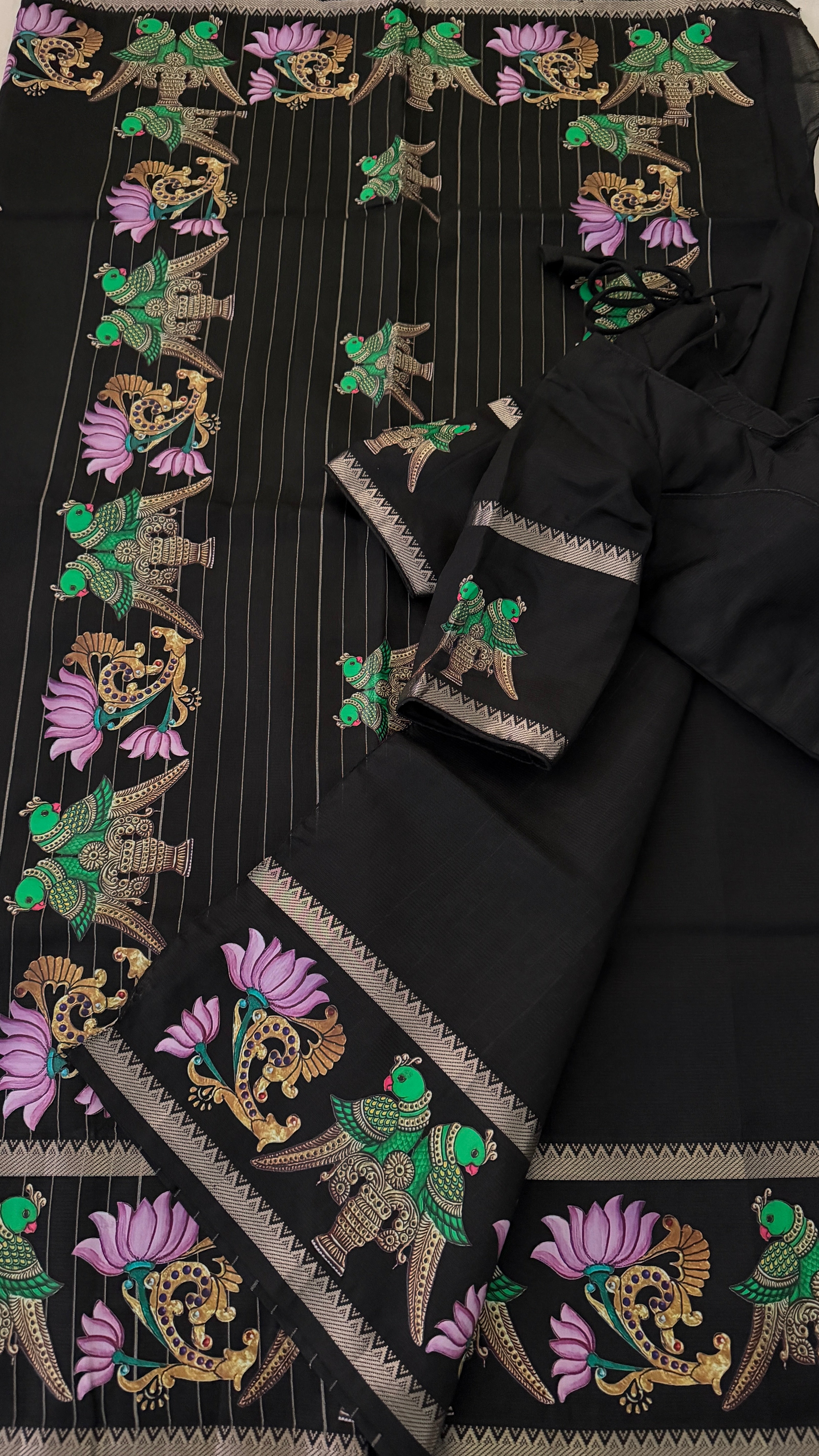 Black Mangalagiri Silk Saree