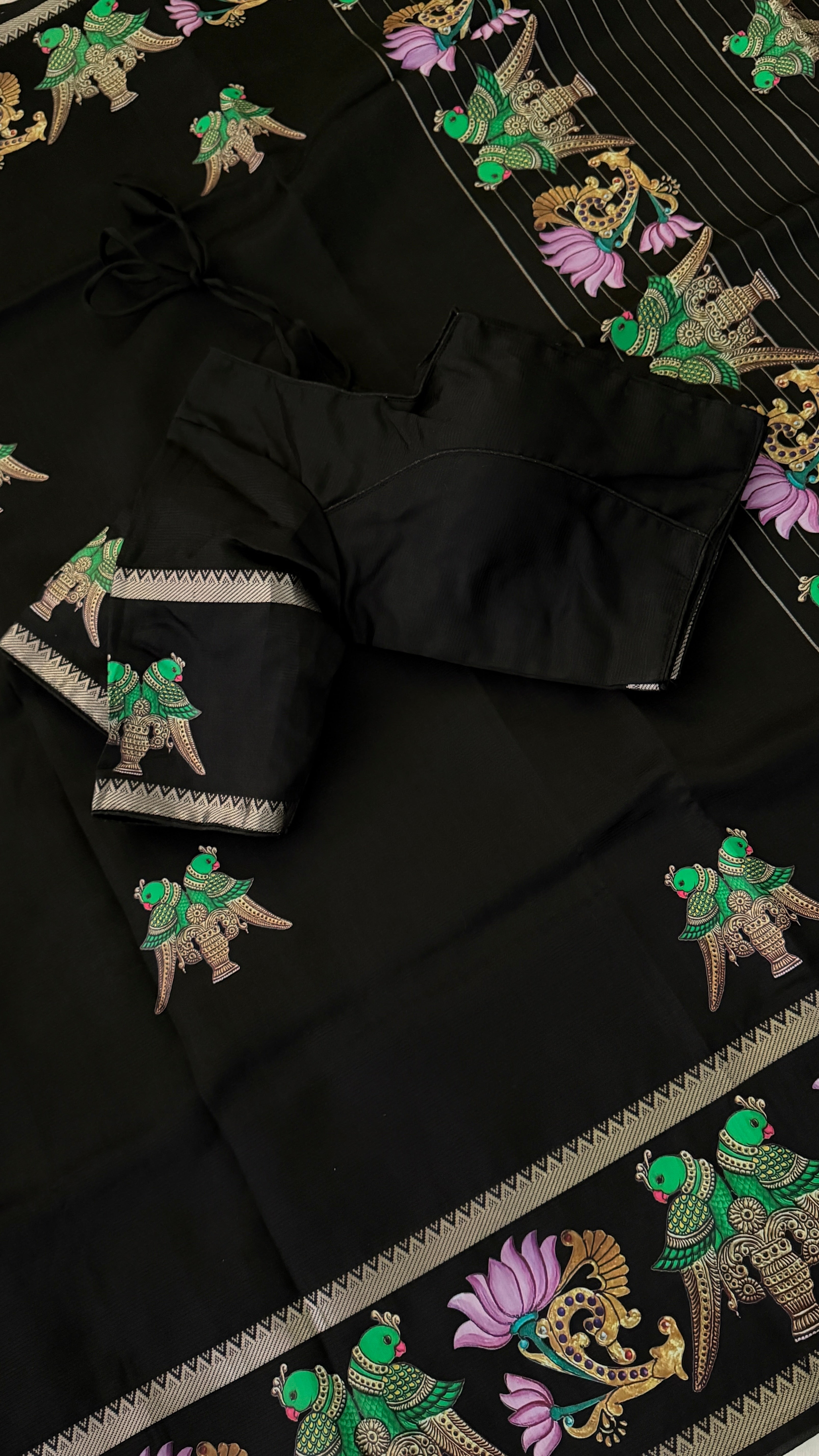Black Mangalagiri Silk Saree