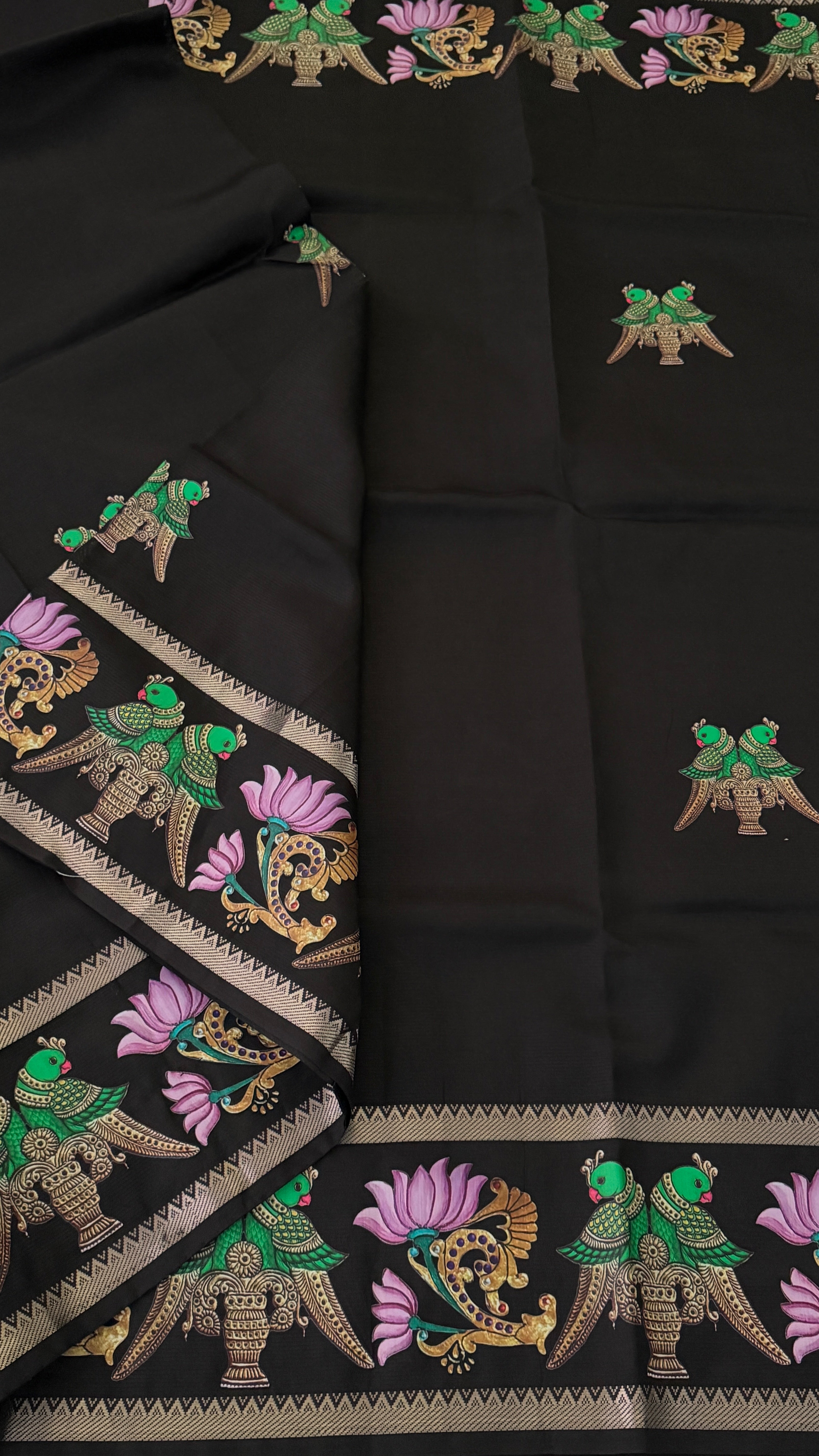 Black Mangalagiri Silk Saree