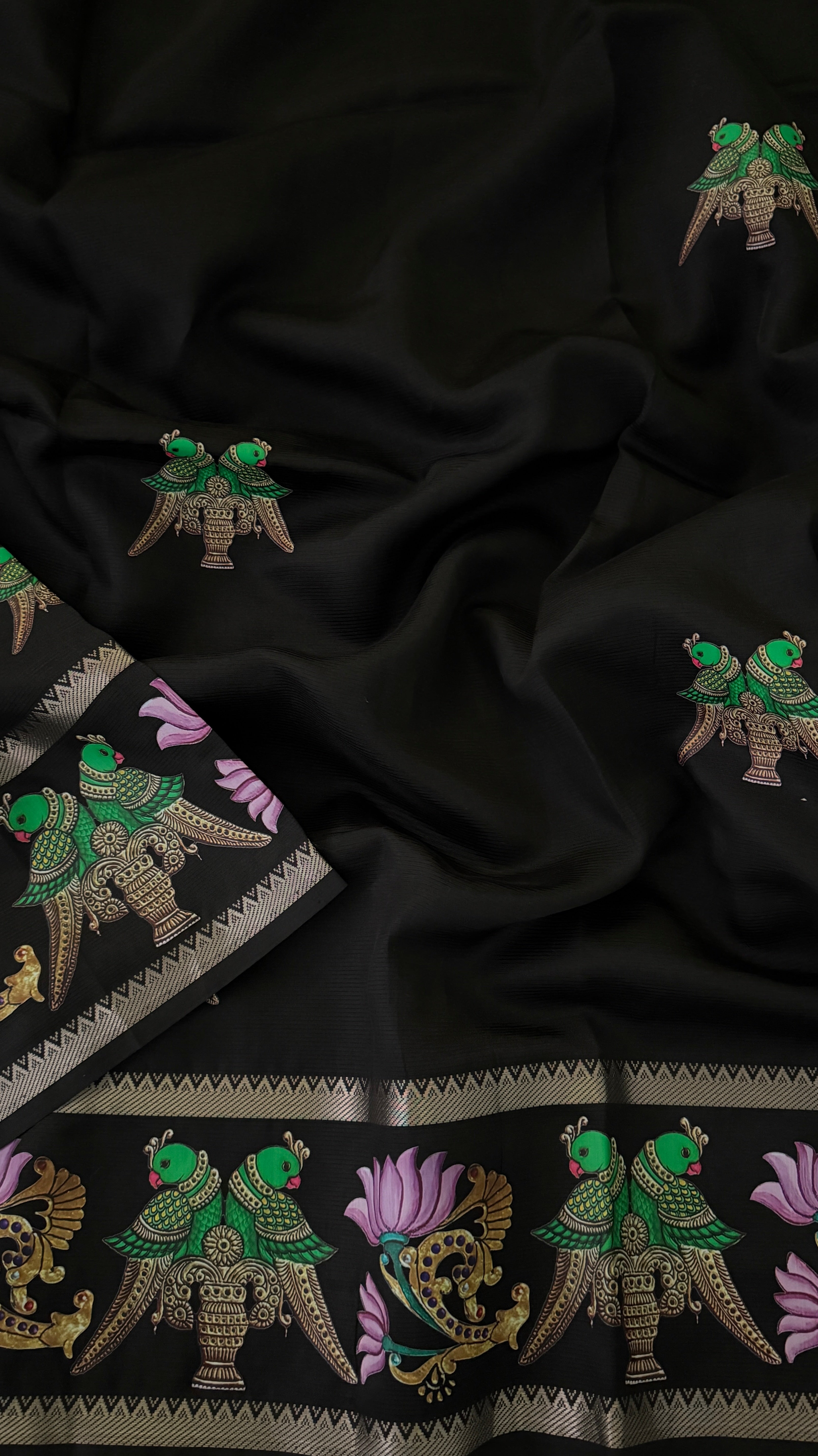 Black Mangalagiri Silk Saree
