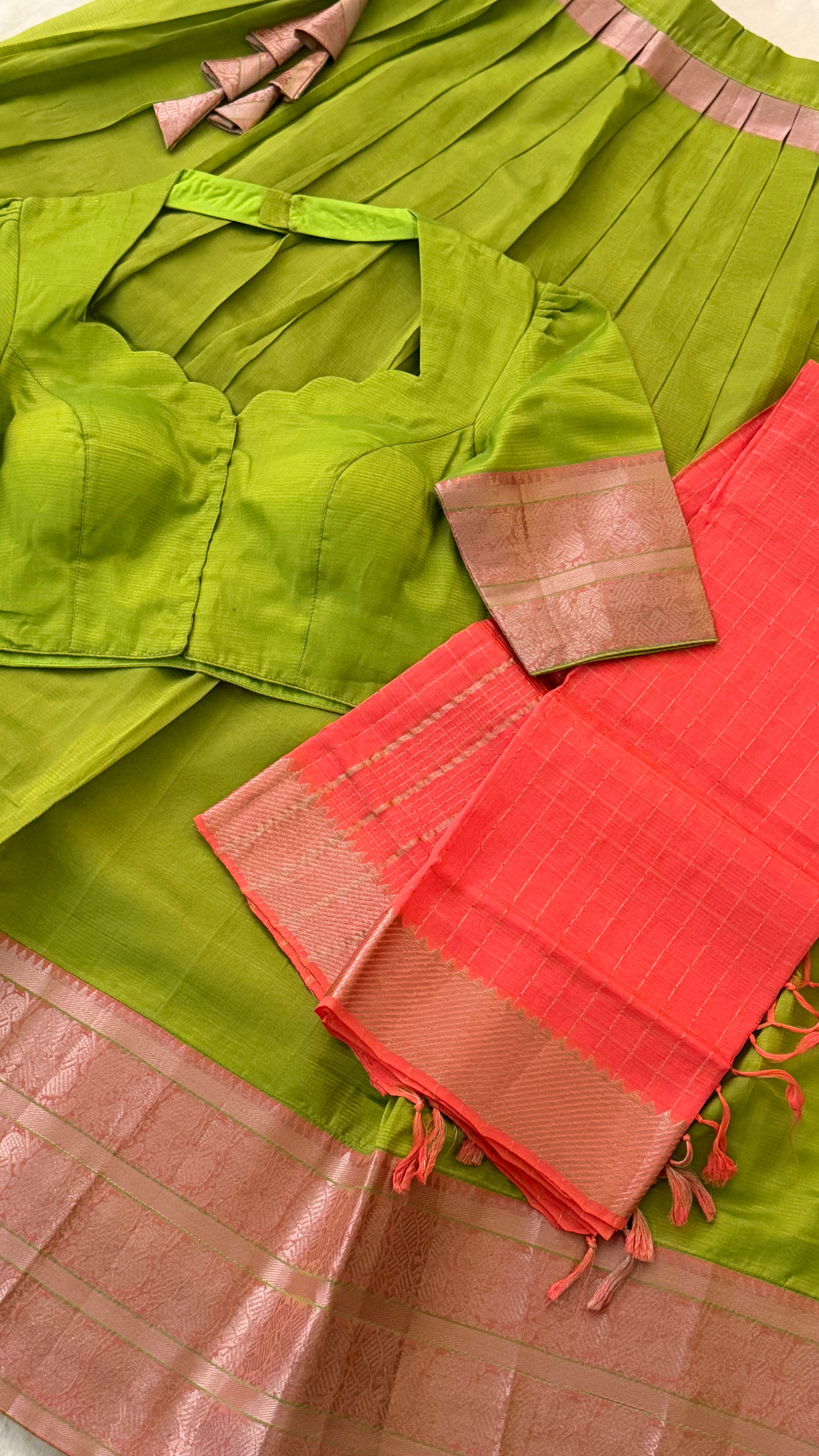 Lime Green & Peach Langa Voni