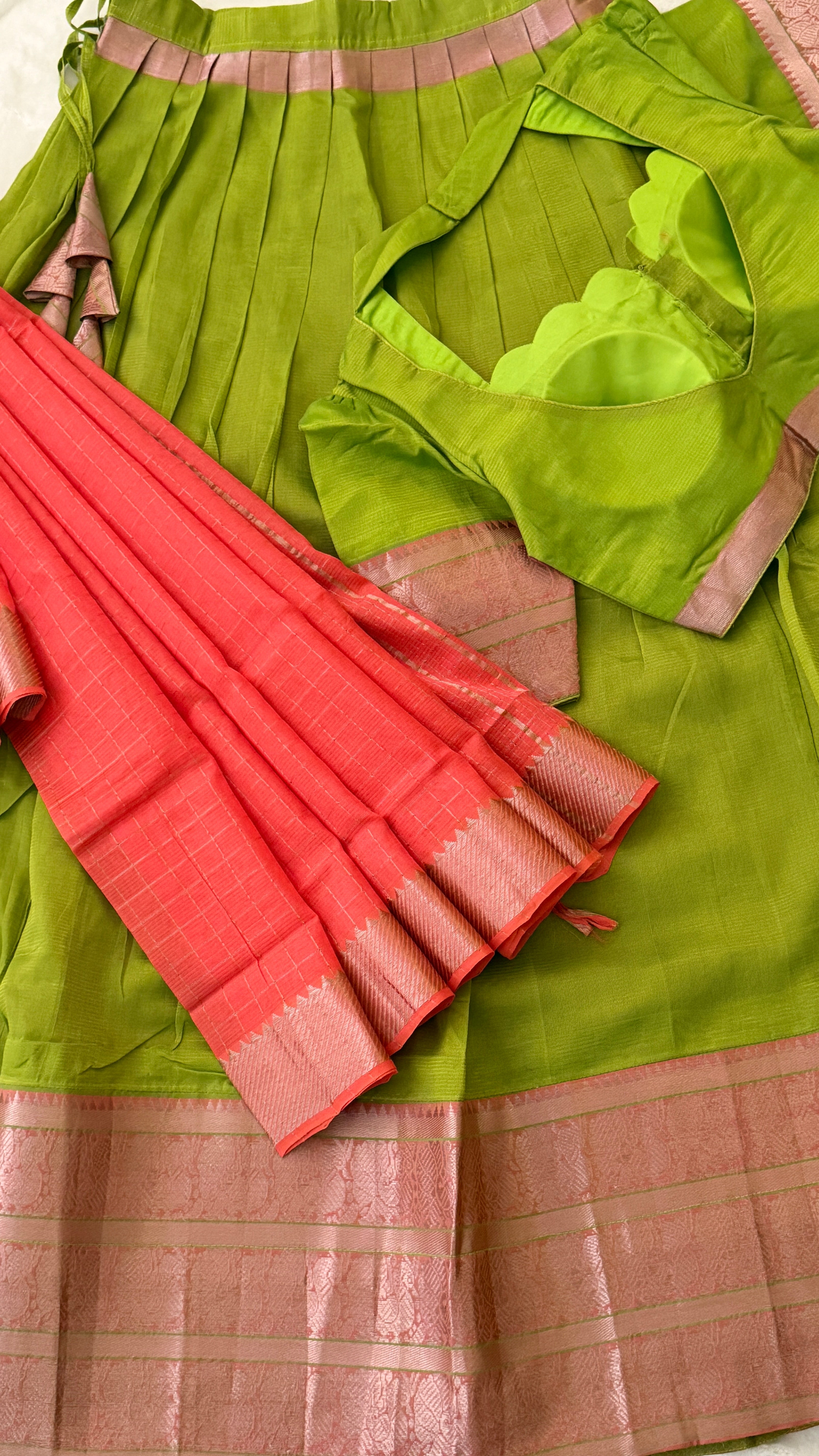 Lime Green & Peach Langa Voni