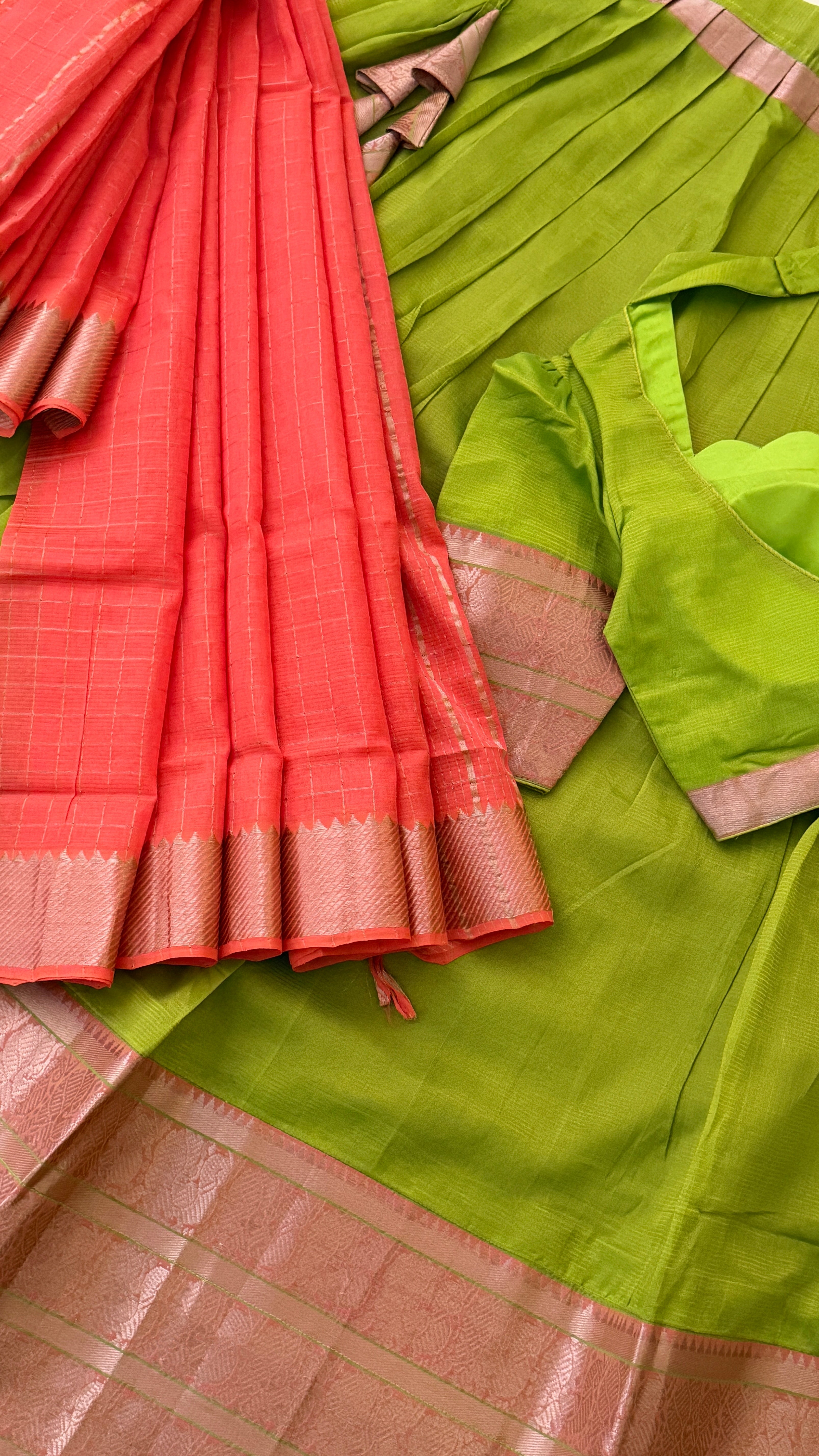 Lime Green & Peach Langa Voni
