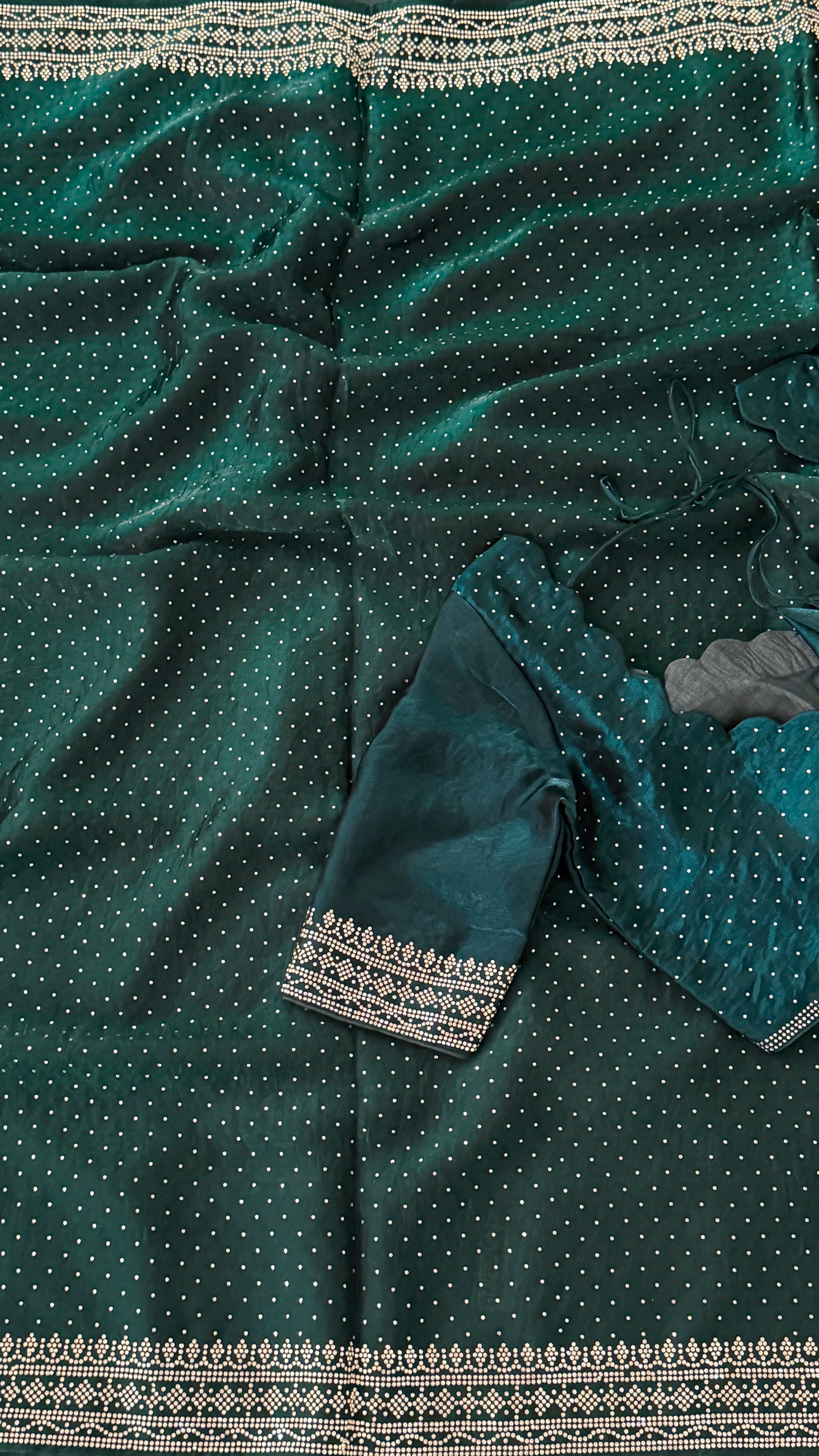 Bottle Green Swarowski Saree