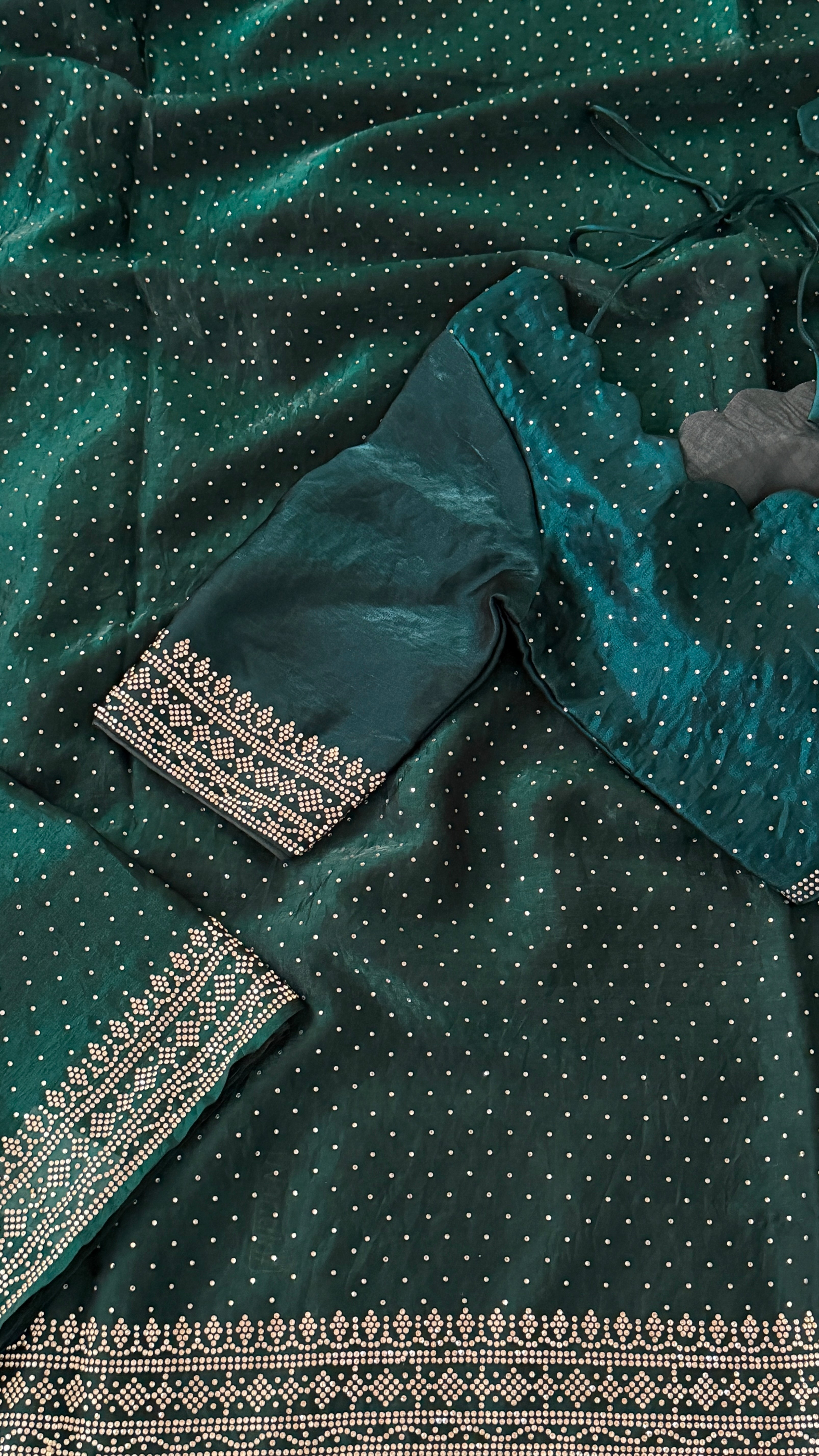 Bottle Green Swarowski Saree