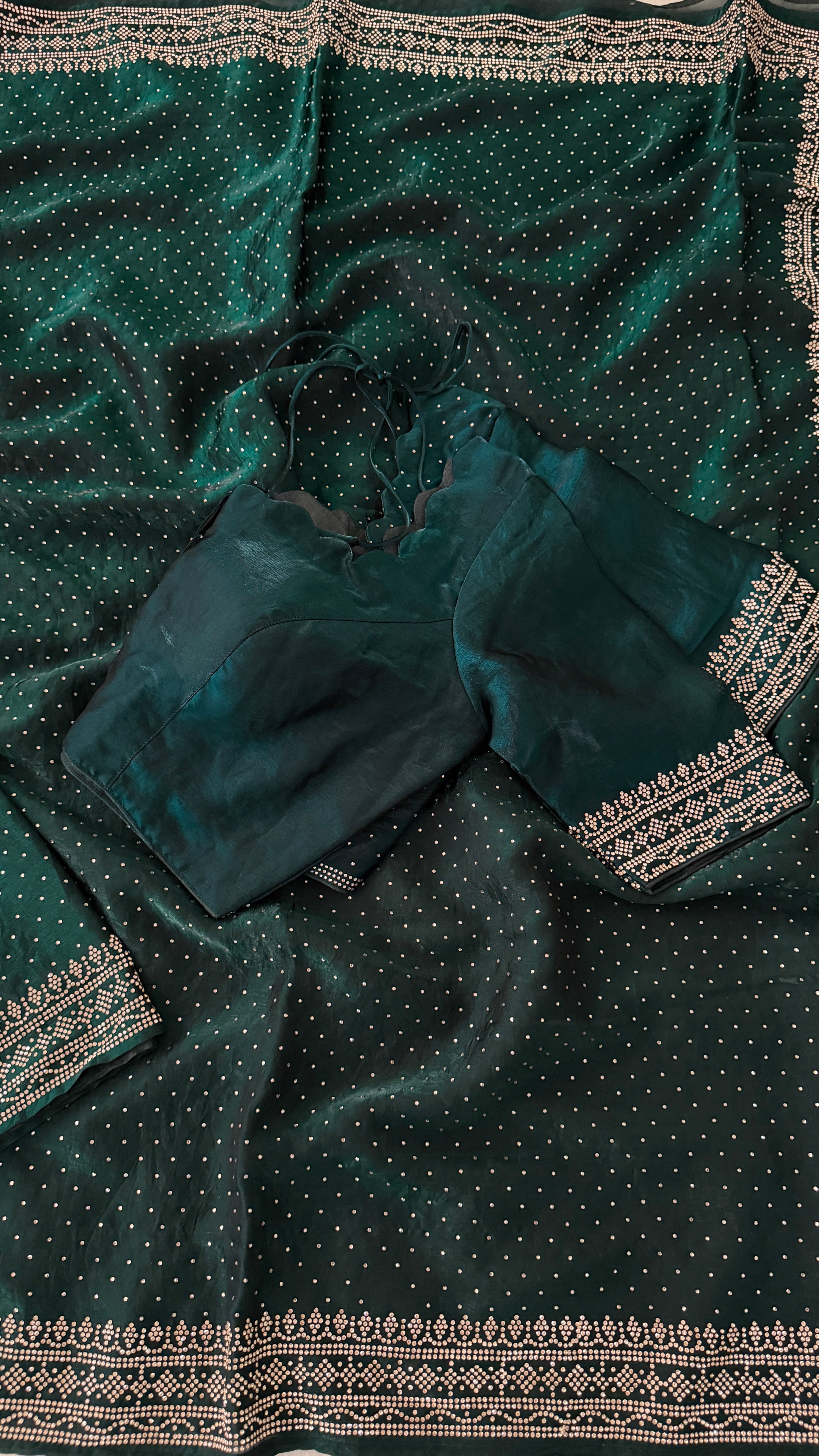 Bottle Green Swarowski Saree