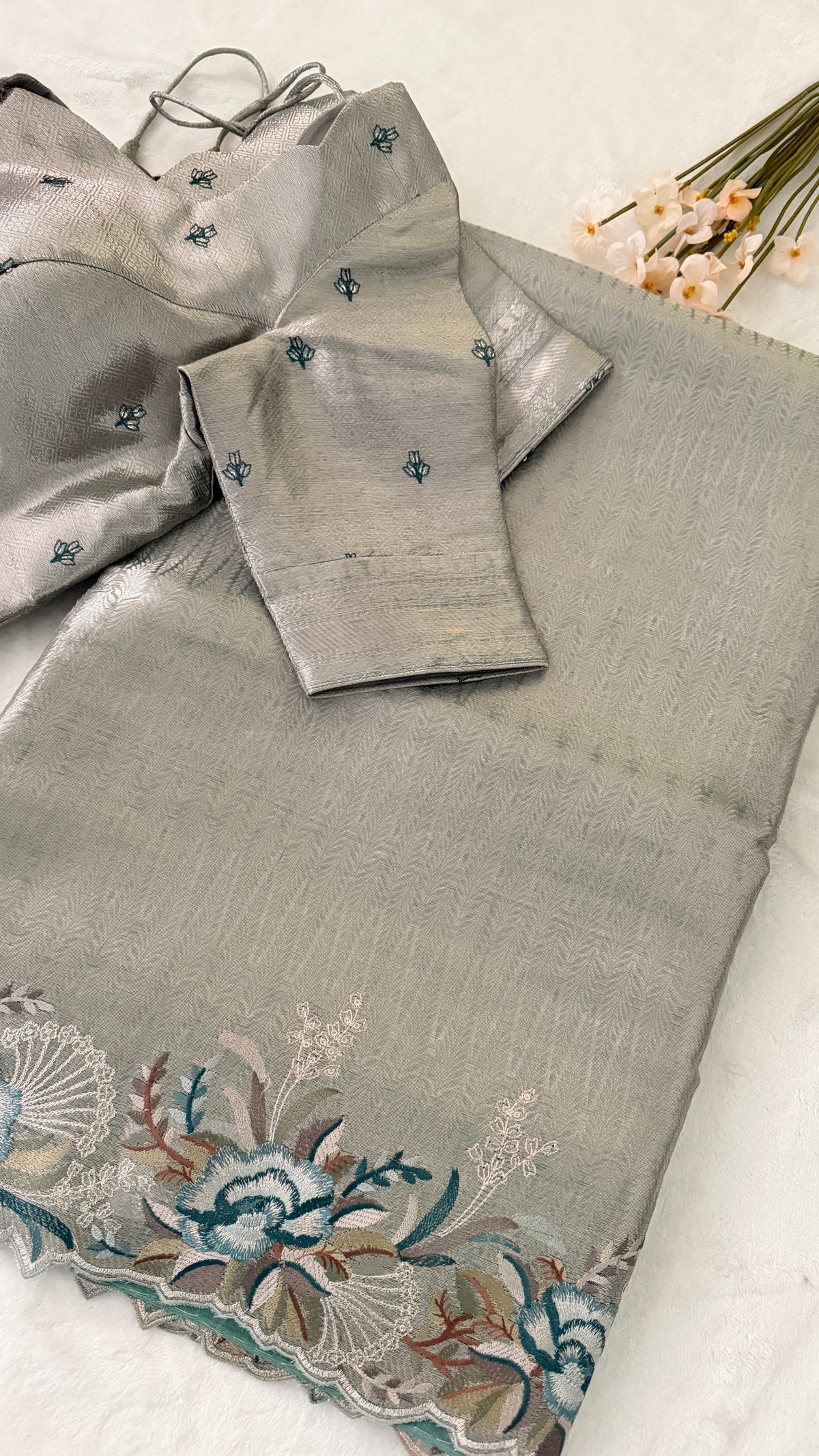 Blue Beneras Brocade Silk Saree